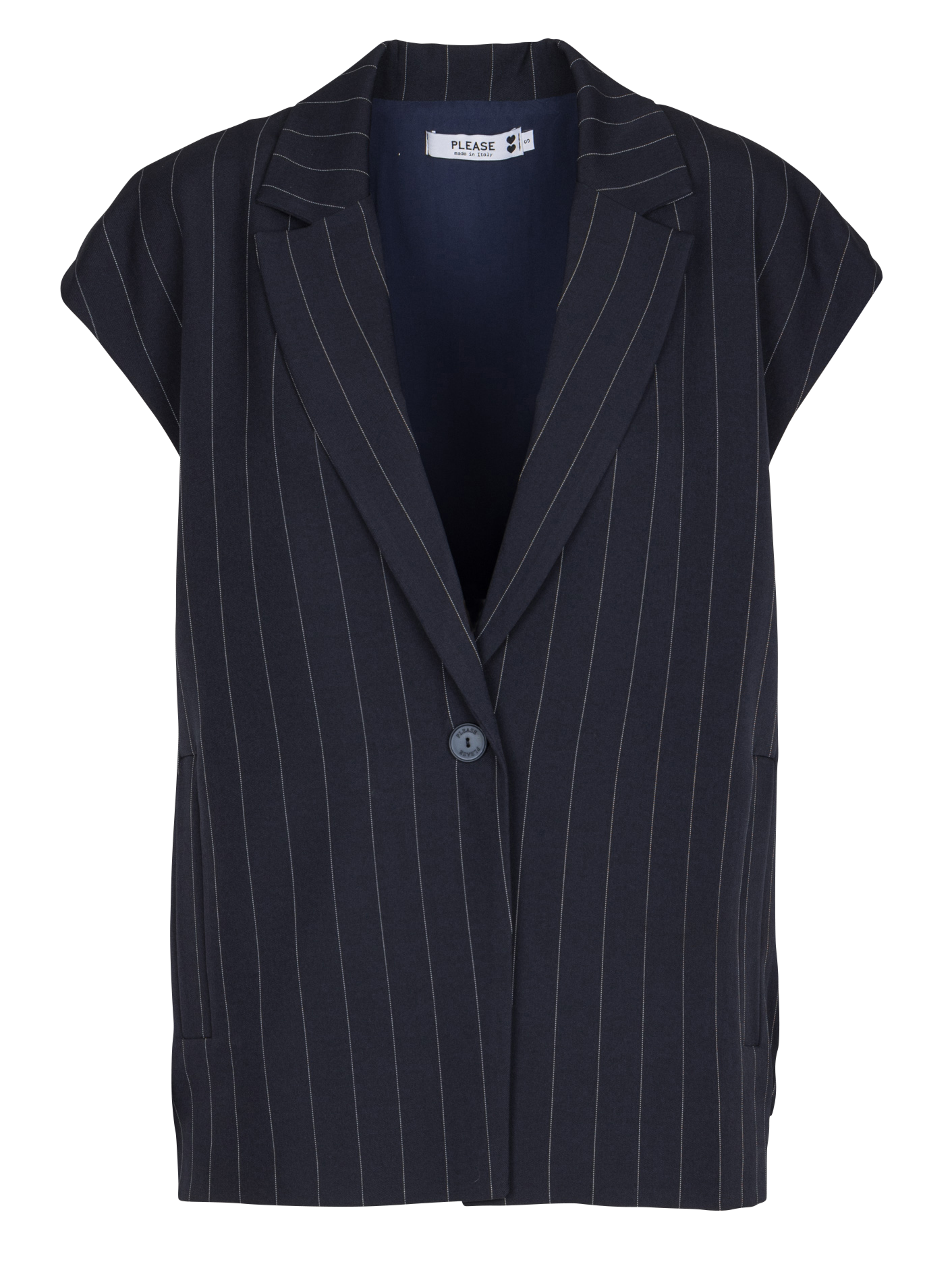 Sleeveless jacket with tailored collar PLEASE Blue