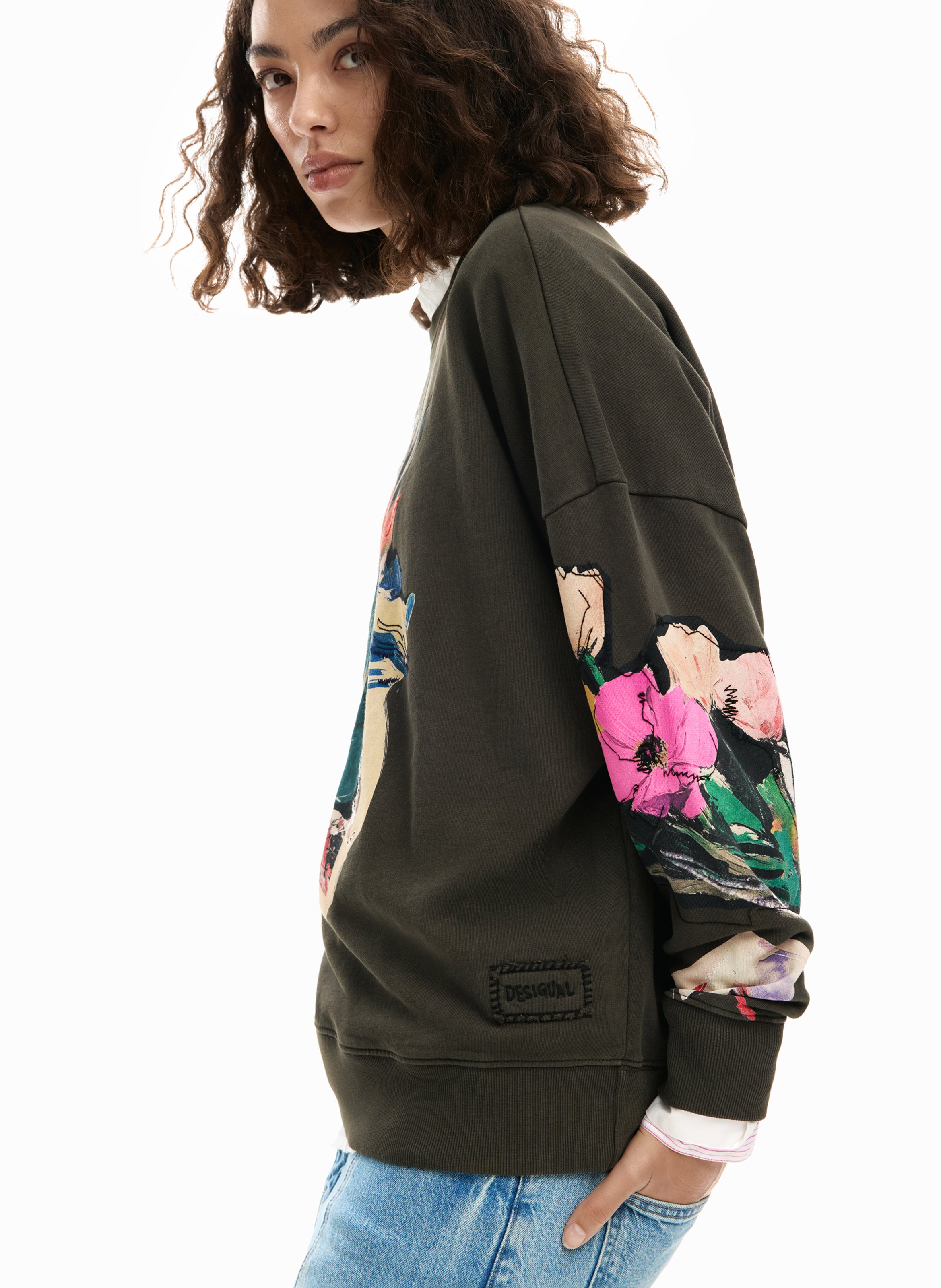 Printed cotton sweatshirt DESIGUAL Black