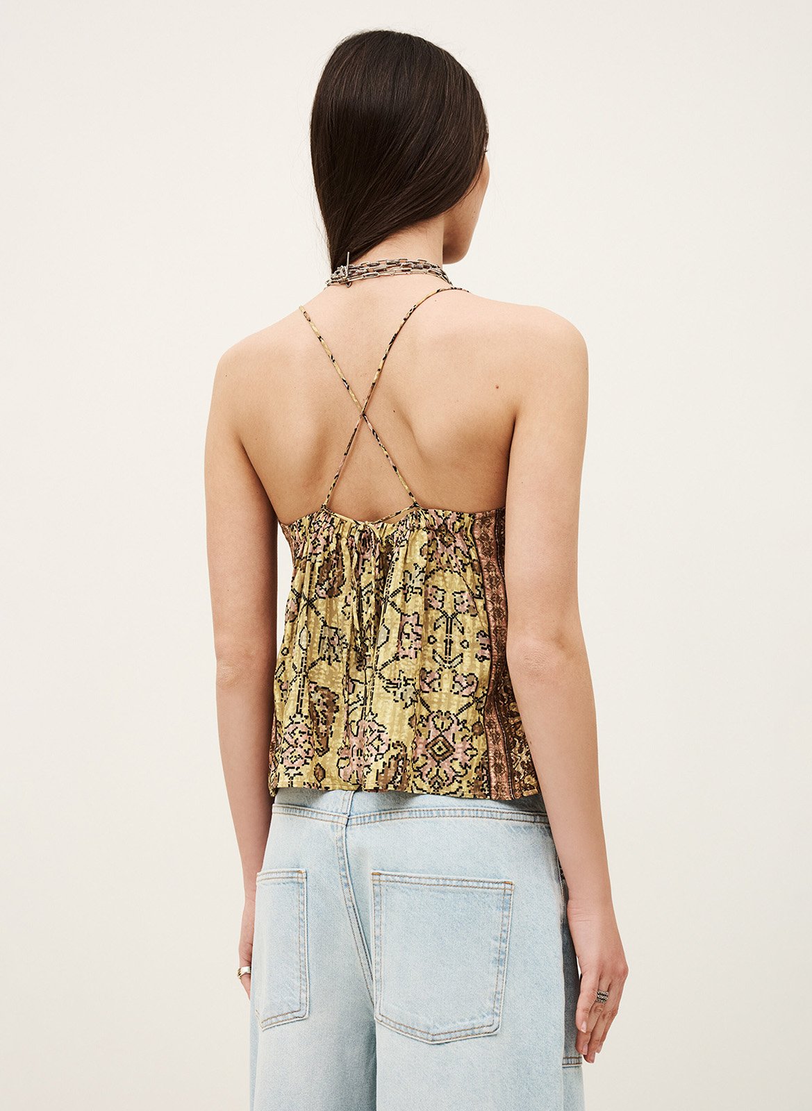 Top col droit imprimé BA&SH Jaune