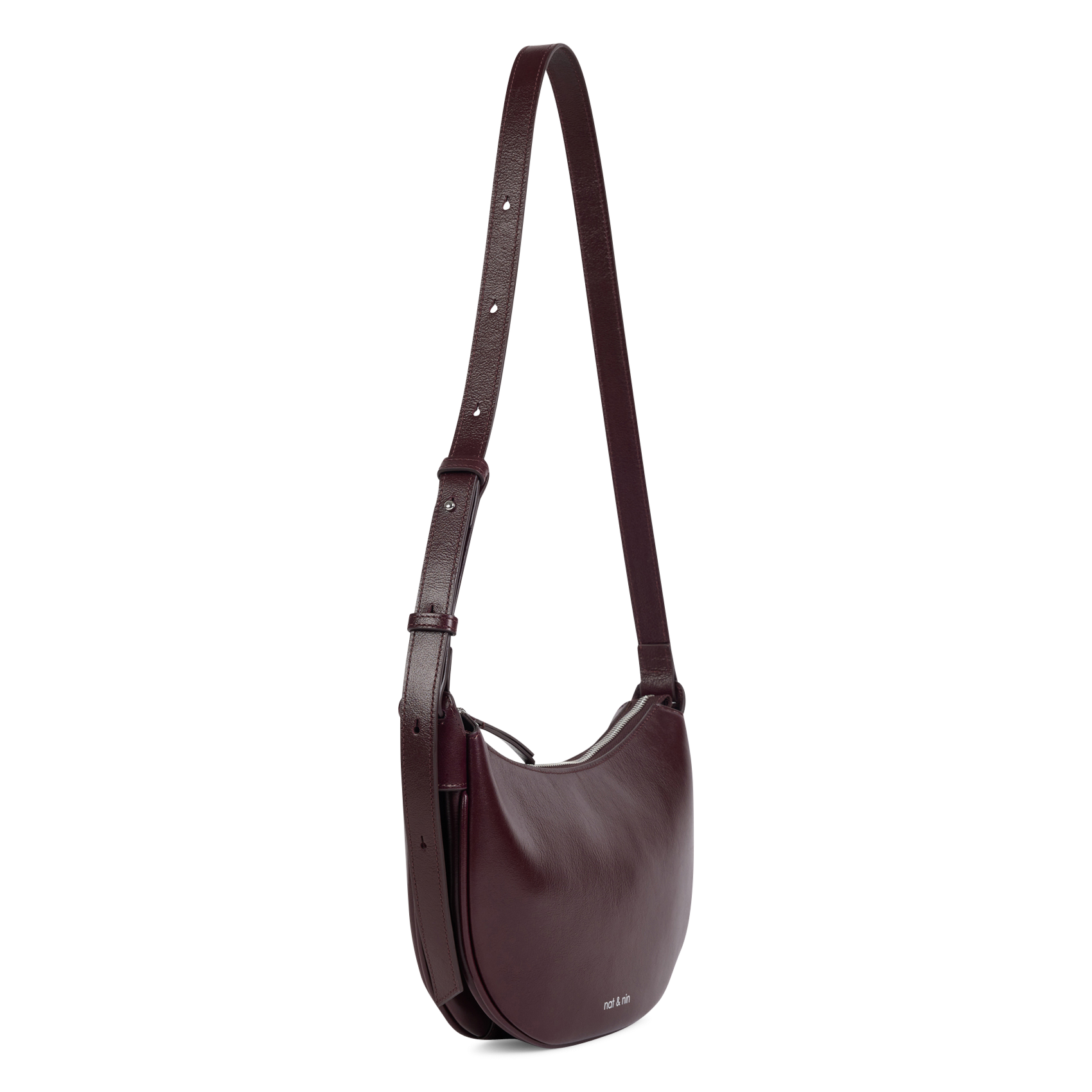 Sac bandoulière demi-lune en cuir | Violet NAT & NIN Femme