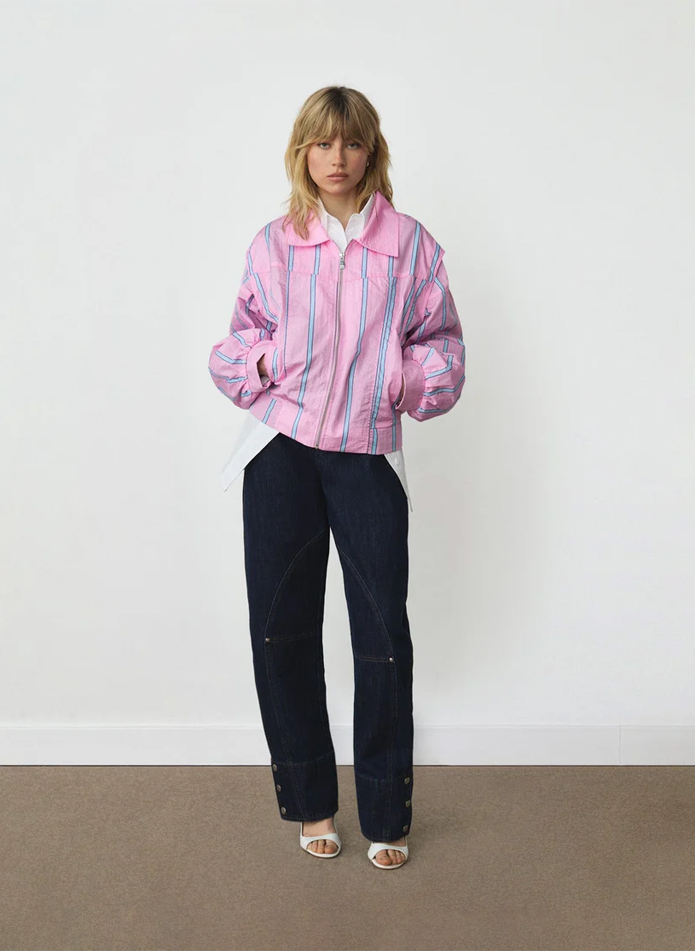Veste à rayures col classique LAAGAM Rose