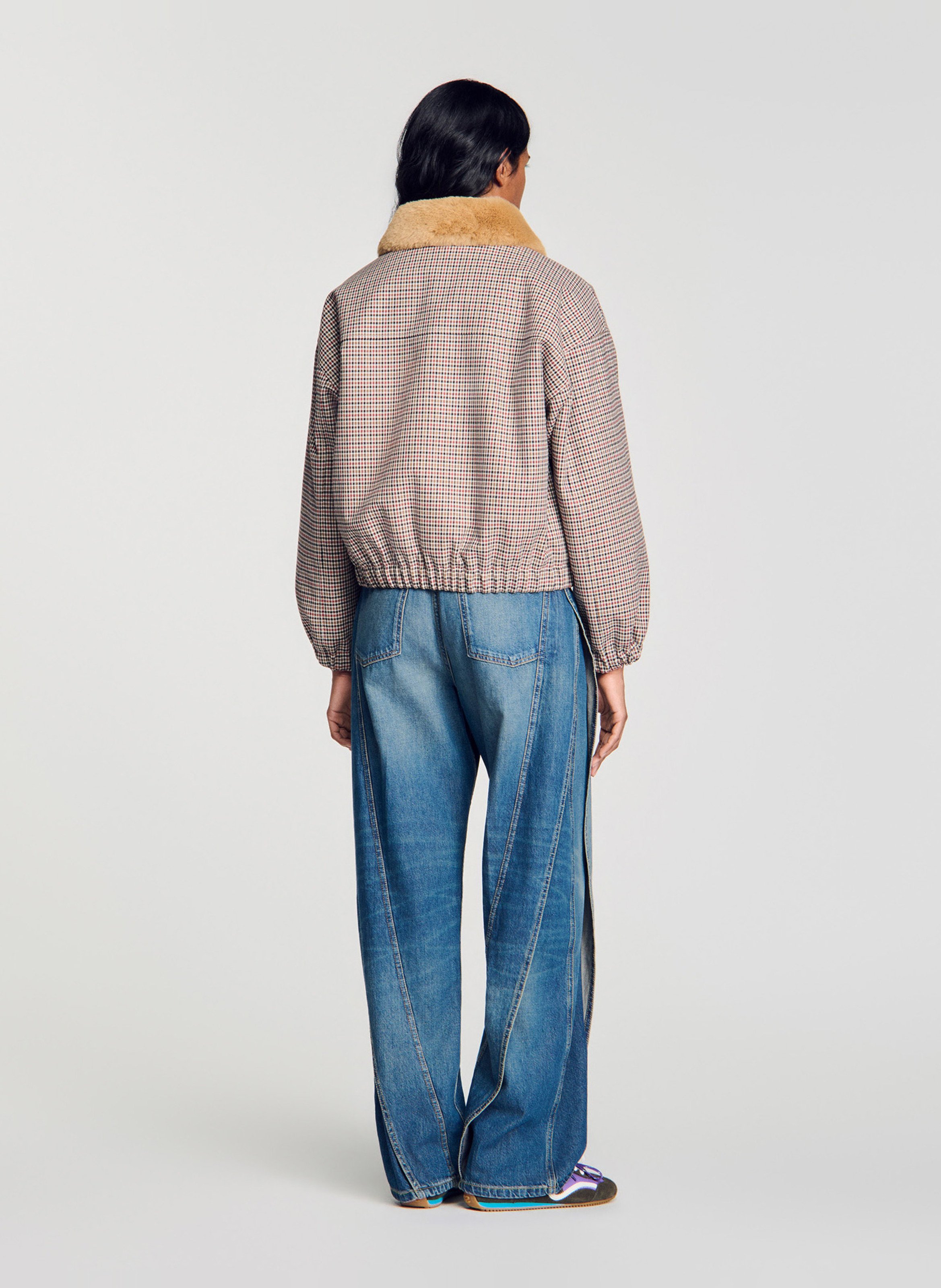 Oversized bedrukte jas in een katoenmix SANDRO Bruin