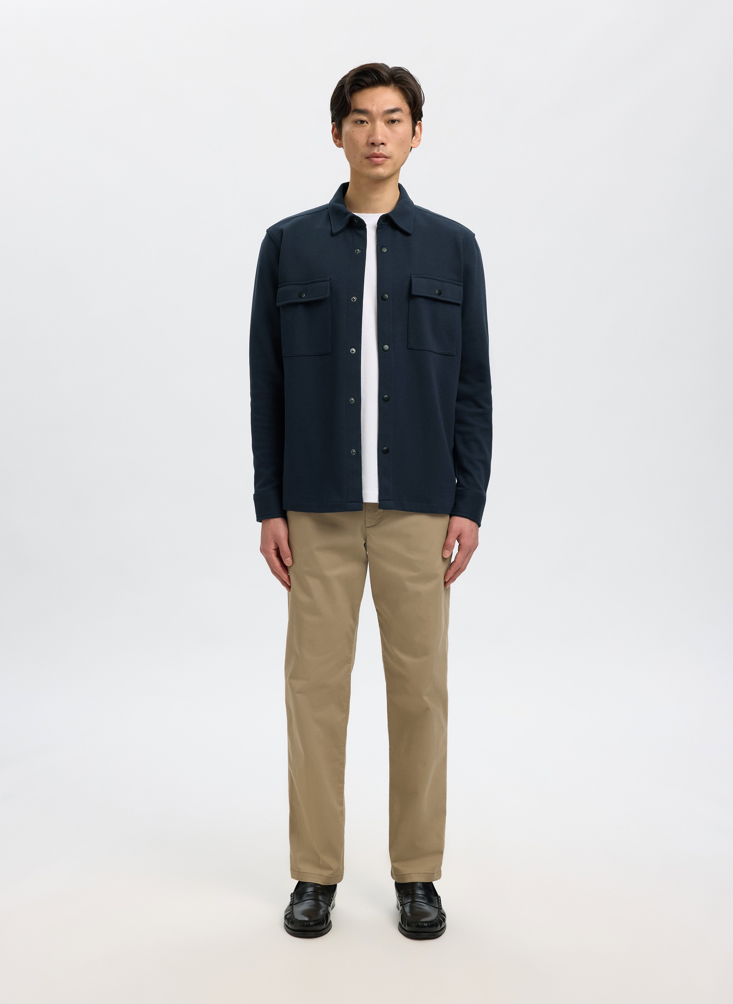 Chemise droite boutonnée unie SELECTED Bleu