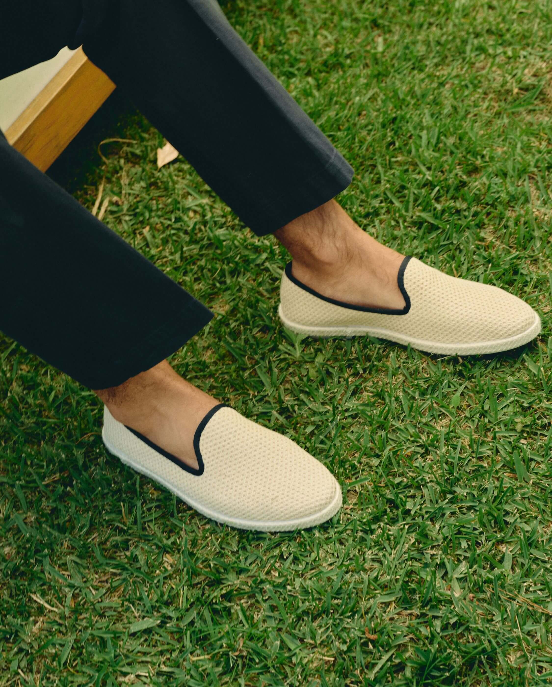 Men's espadrille CENITZ, beige navy mesh ANGARDE Beige