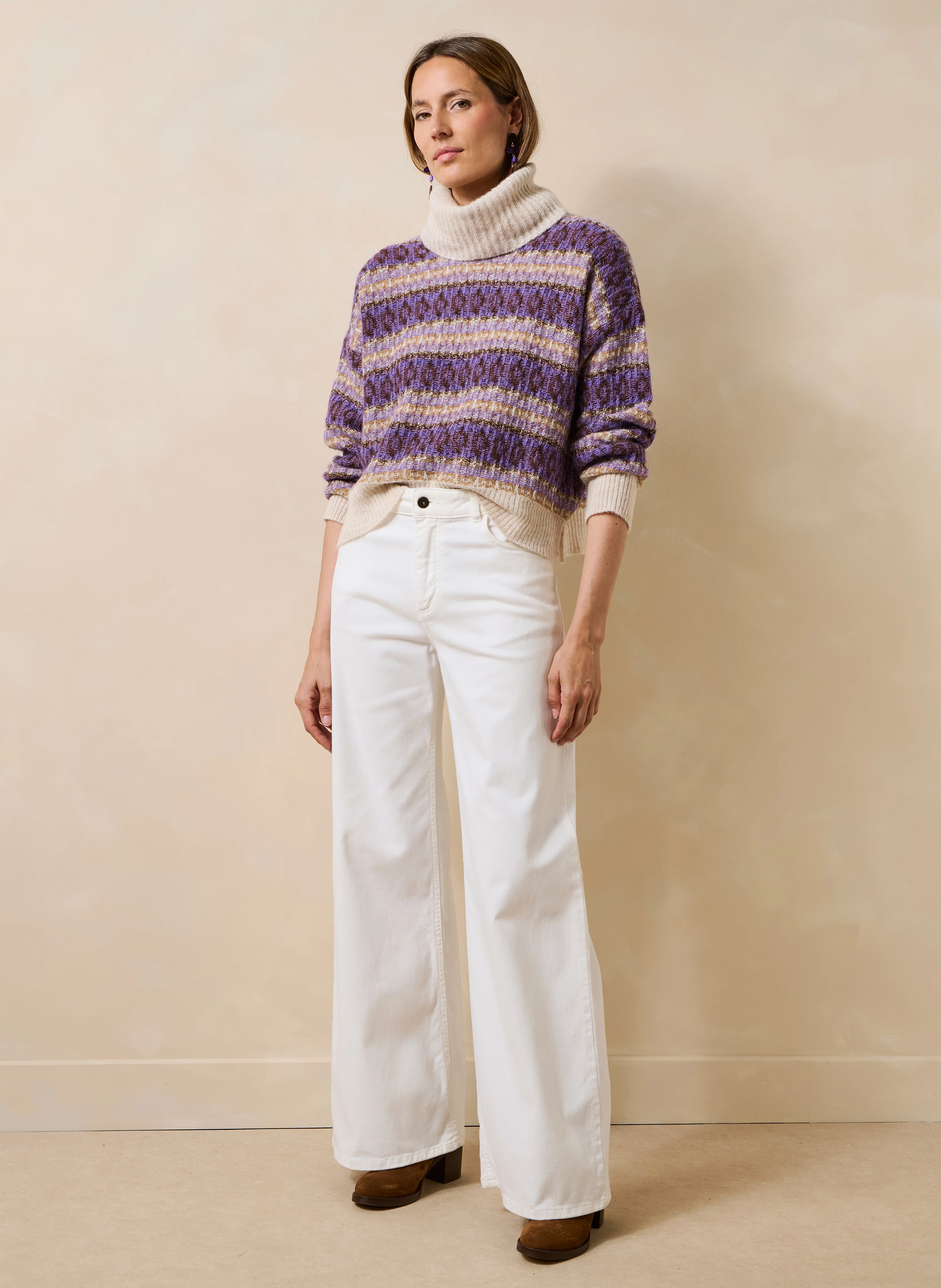 Oversized high-neck knit sweater LA FEE MARABOUTEE Purple
