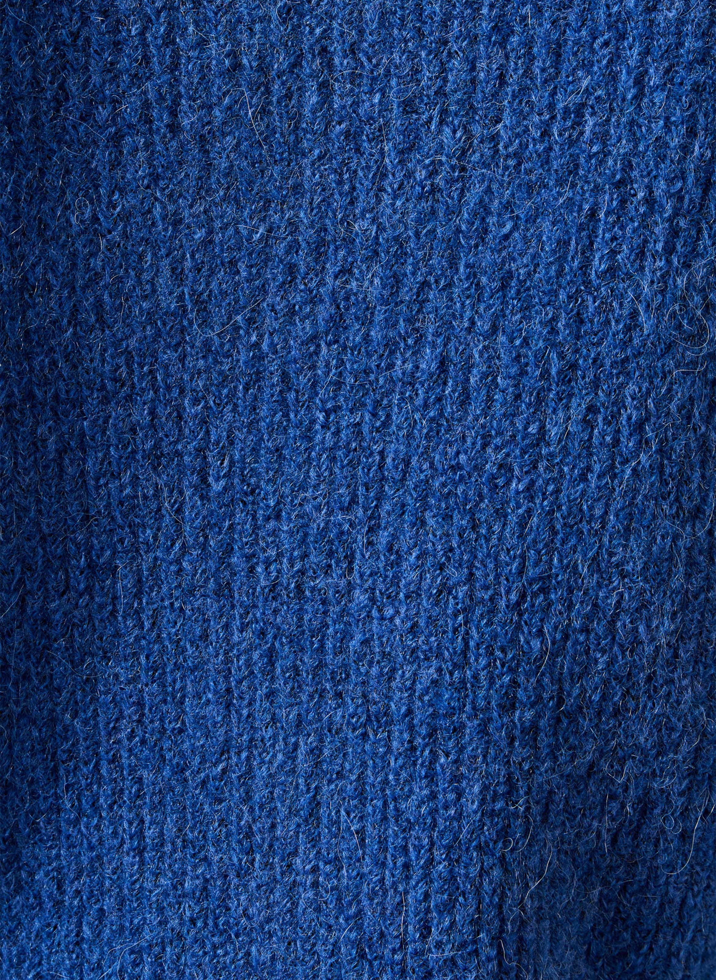 Loose-fit mixed-knit cardigan with round neck LA FEE MARABOUTEE Blue