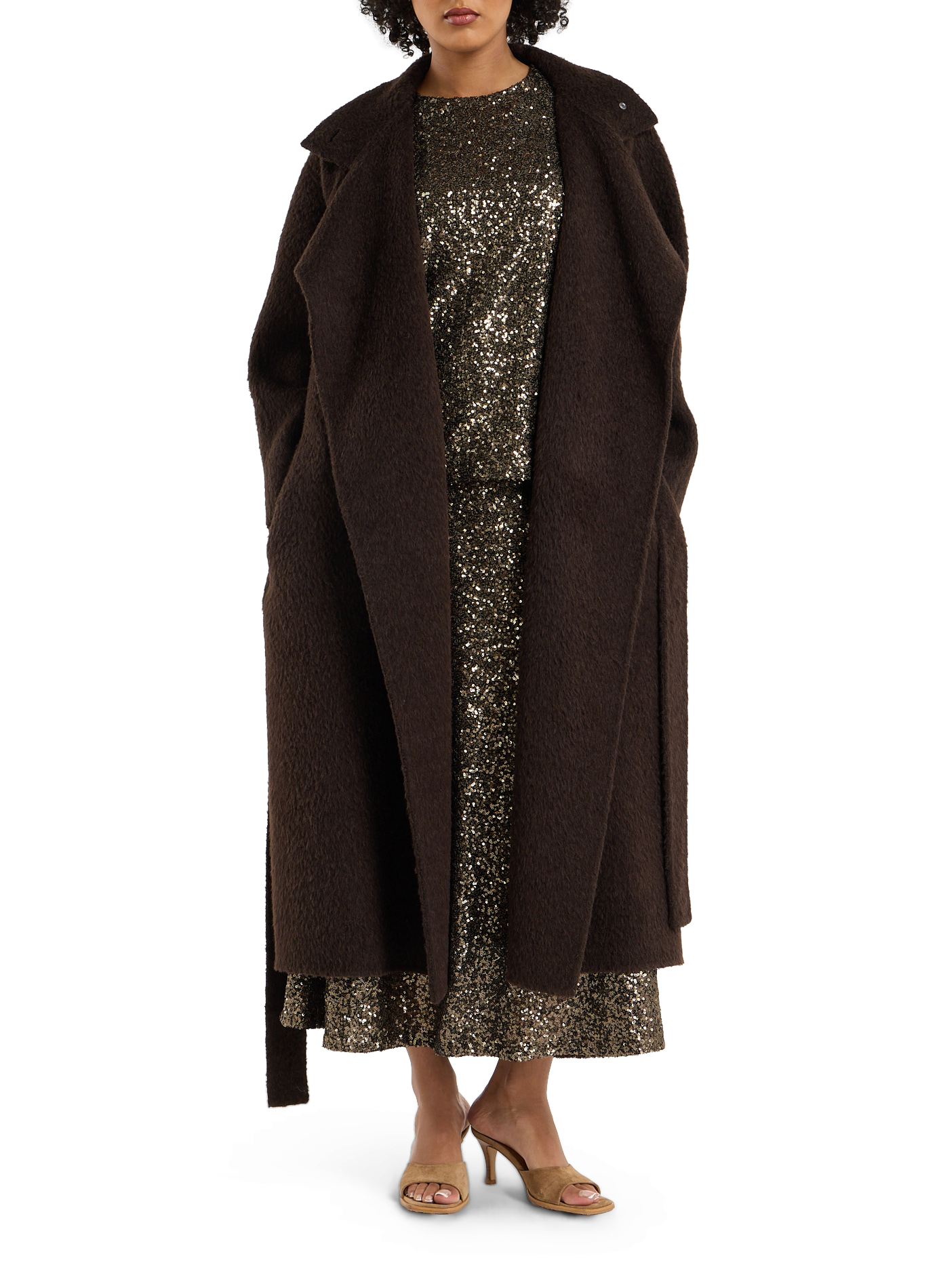Long reversible belted coat. SAISON 1865 Brown