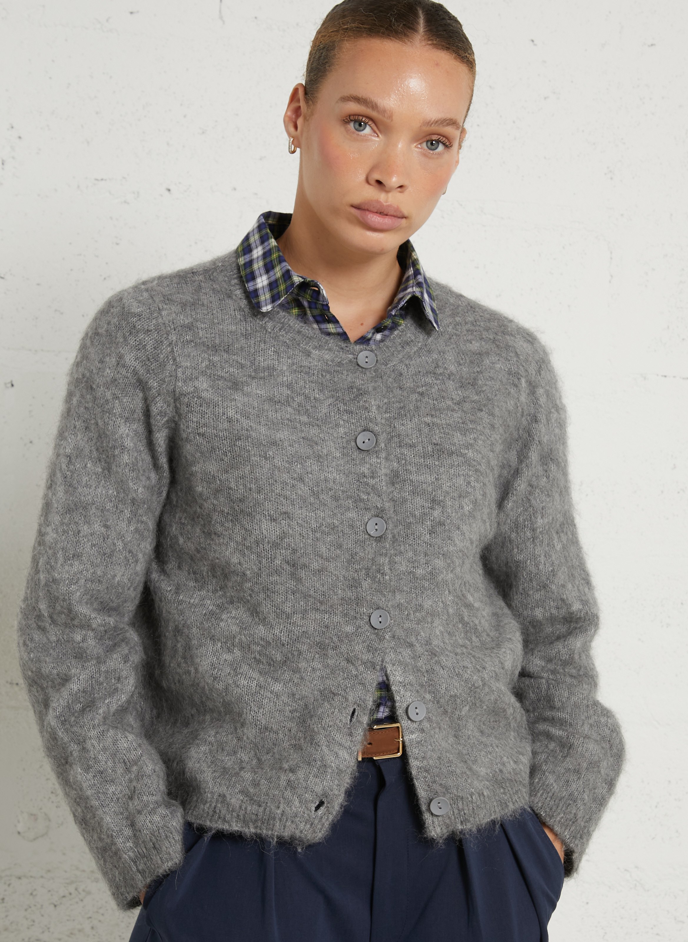 Wollmix-Strickjacke mit Rundhalsausschnitt JC SOPHIE
