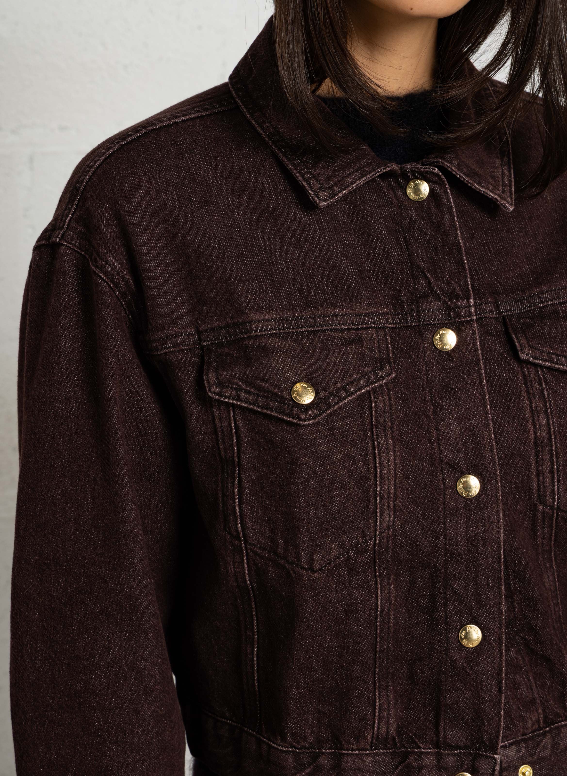 Weite Jeansjacke aus Baumwolle DES PETITS HAUTS Braun