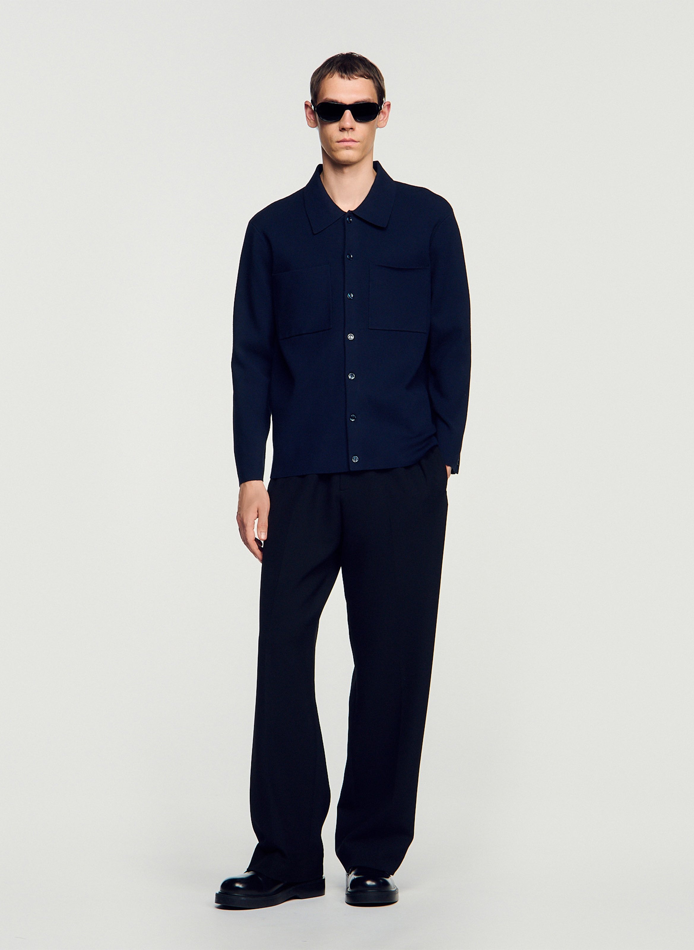Cardigan with classic collar SANDRO Blue