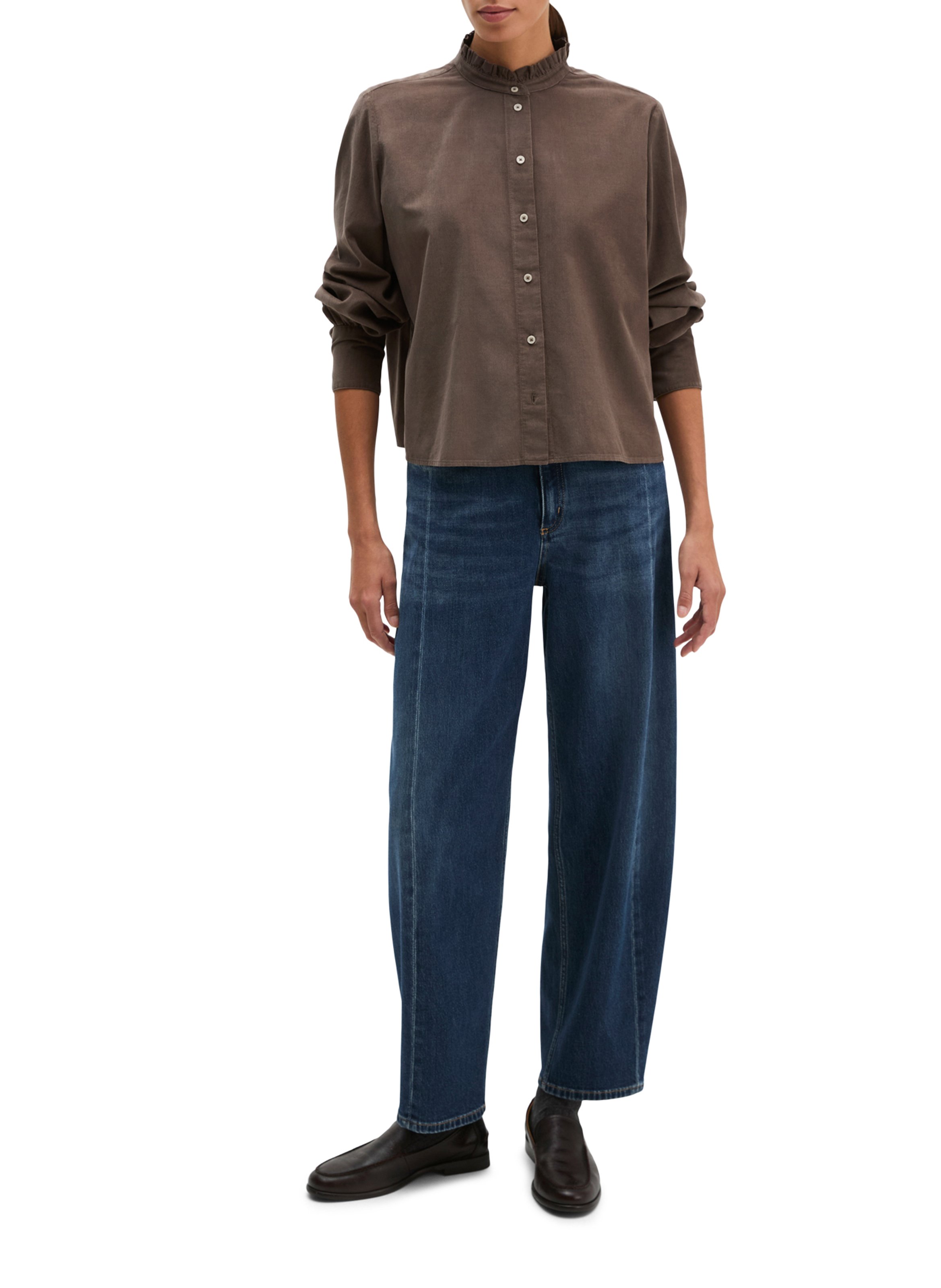 Straight-cut cotton-blend blouse MARC O'POLO Beige