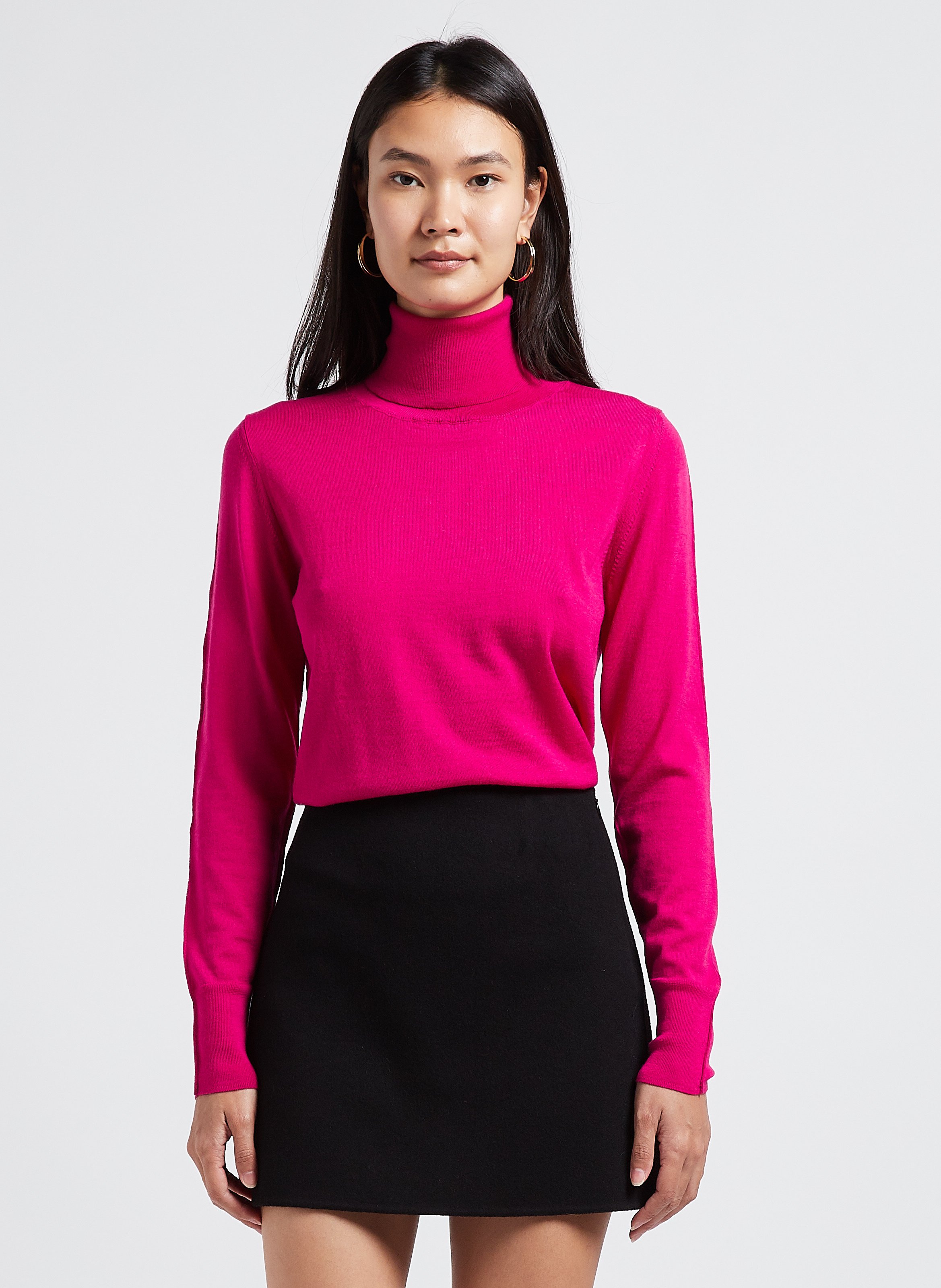 Pull col roulé rose femme hot sale