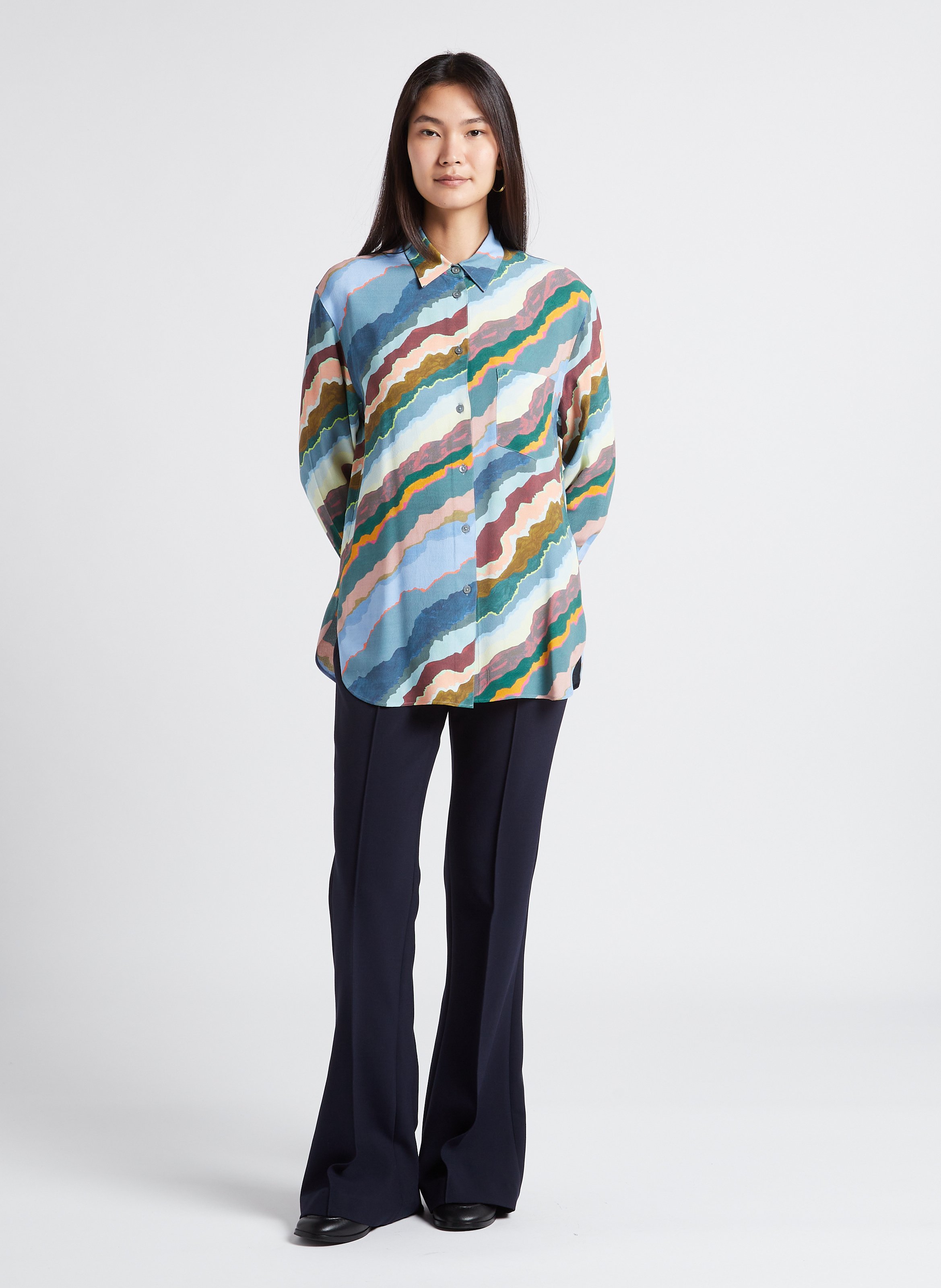 Printed straight shirt with classic collar PAUL SMITH Multicolored