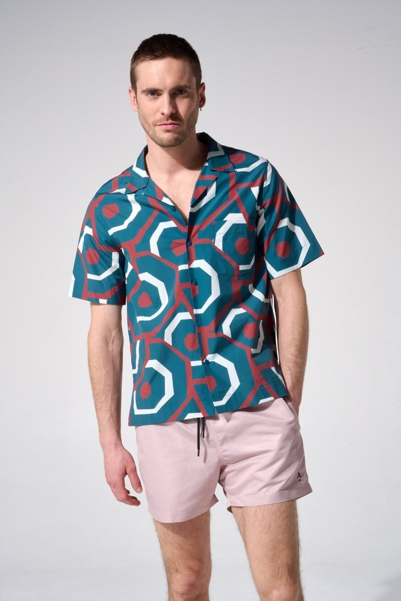 Printed short-sleeve bowling collar shirt APNEE Multicolored