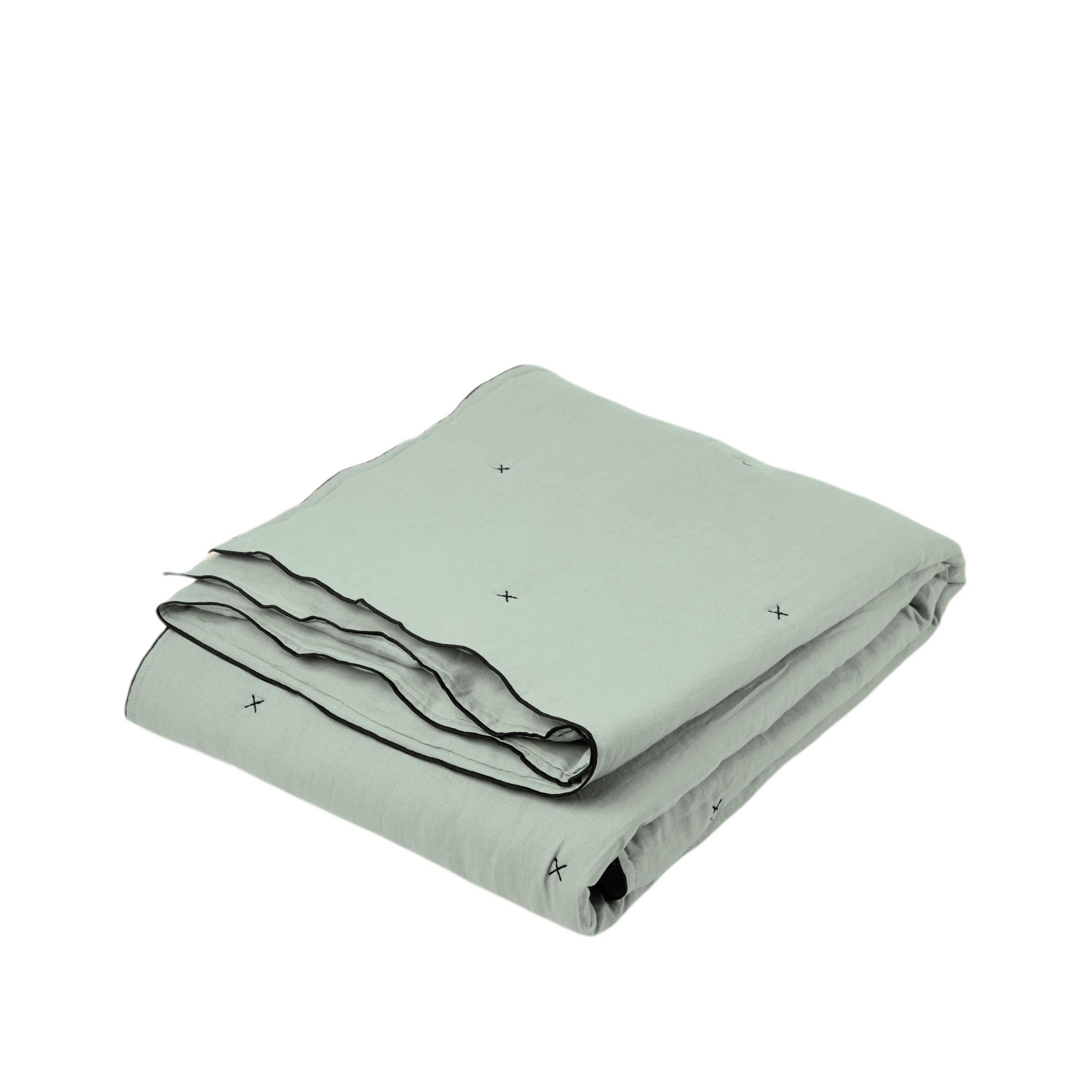 CARLINA - Quilted linen bedspread MADURA Green