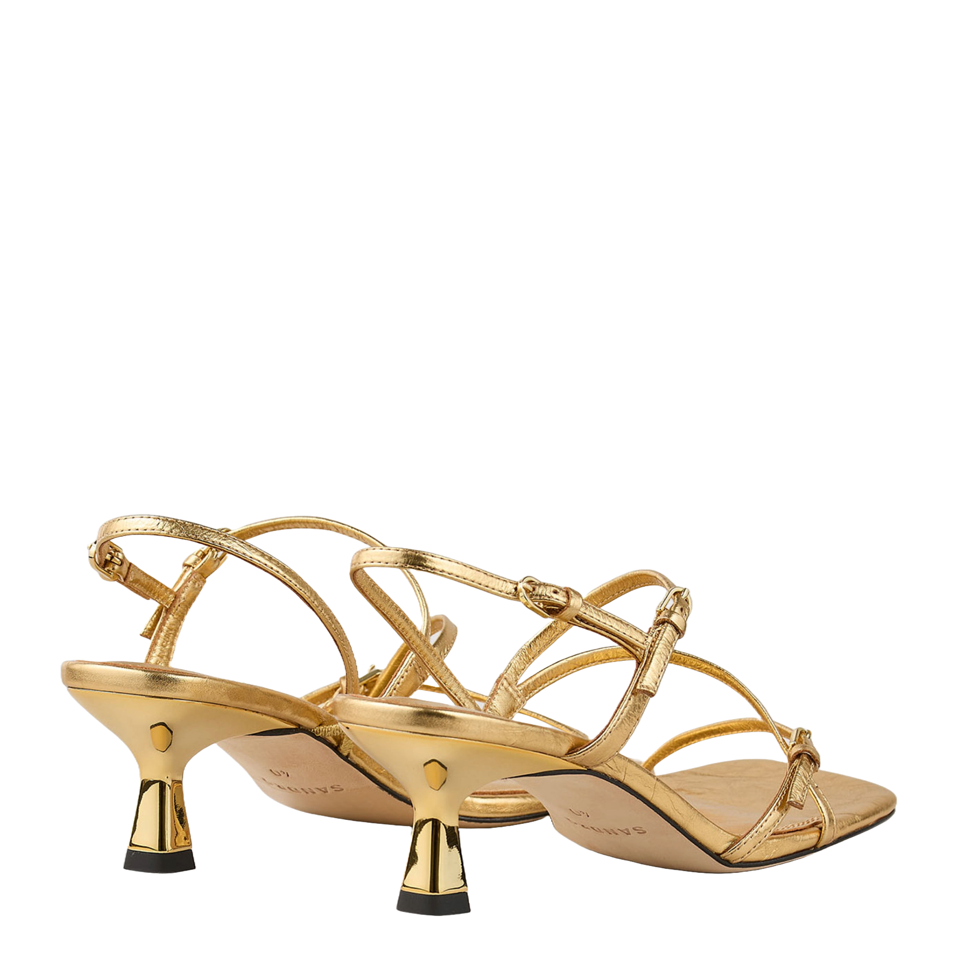 Leren sandalen met riempjes SANDRO Goudkleurig