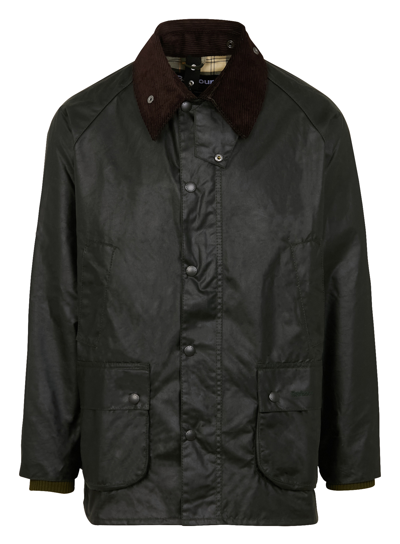 Rechte jas van gewaxt katoen met zakken BARBOUR Groen