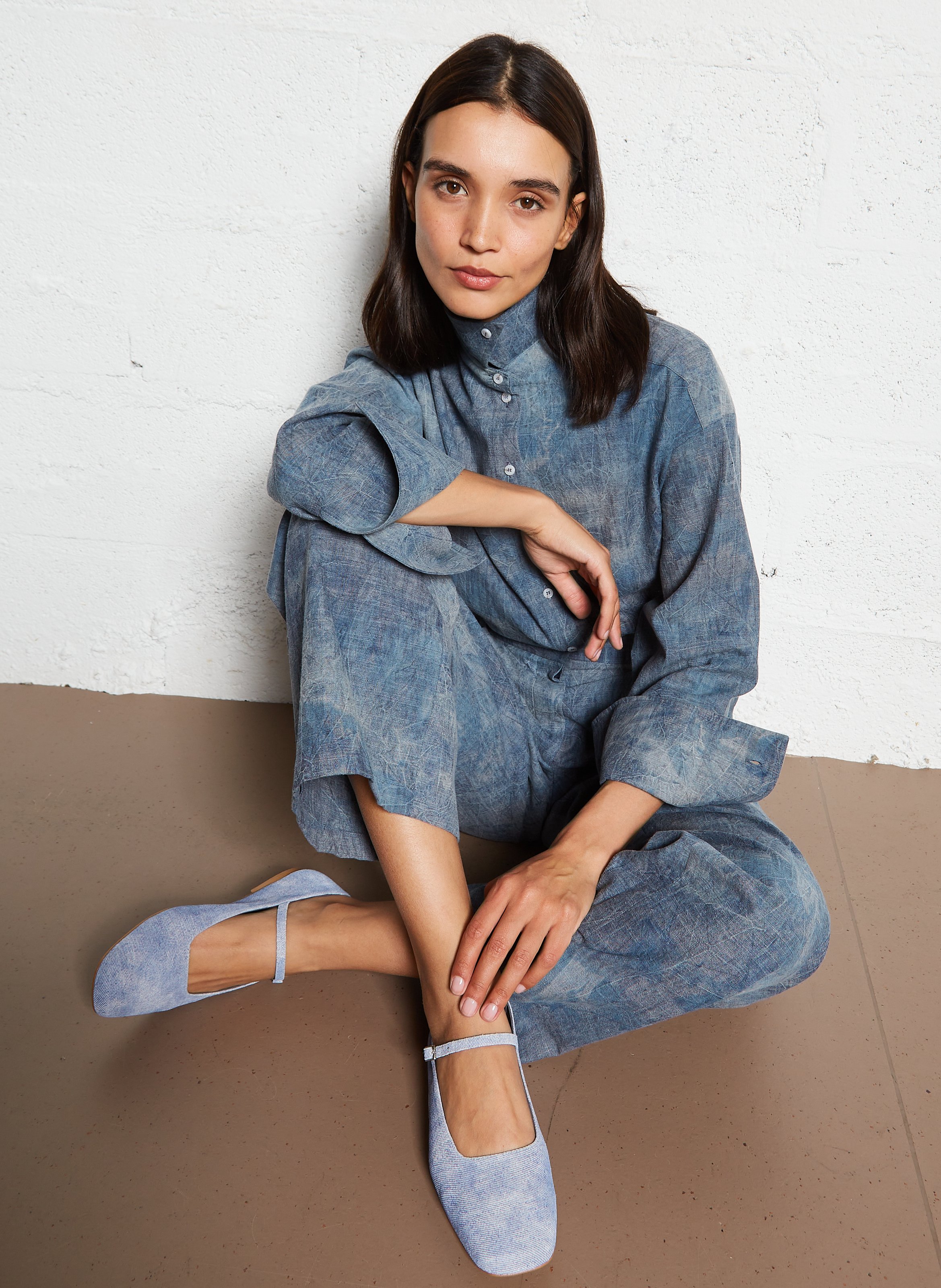 Oversize-Hemd aus Baumwollmix ROSEANNA Blau