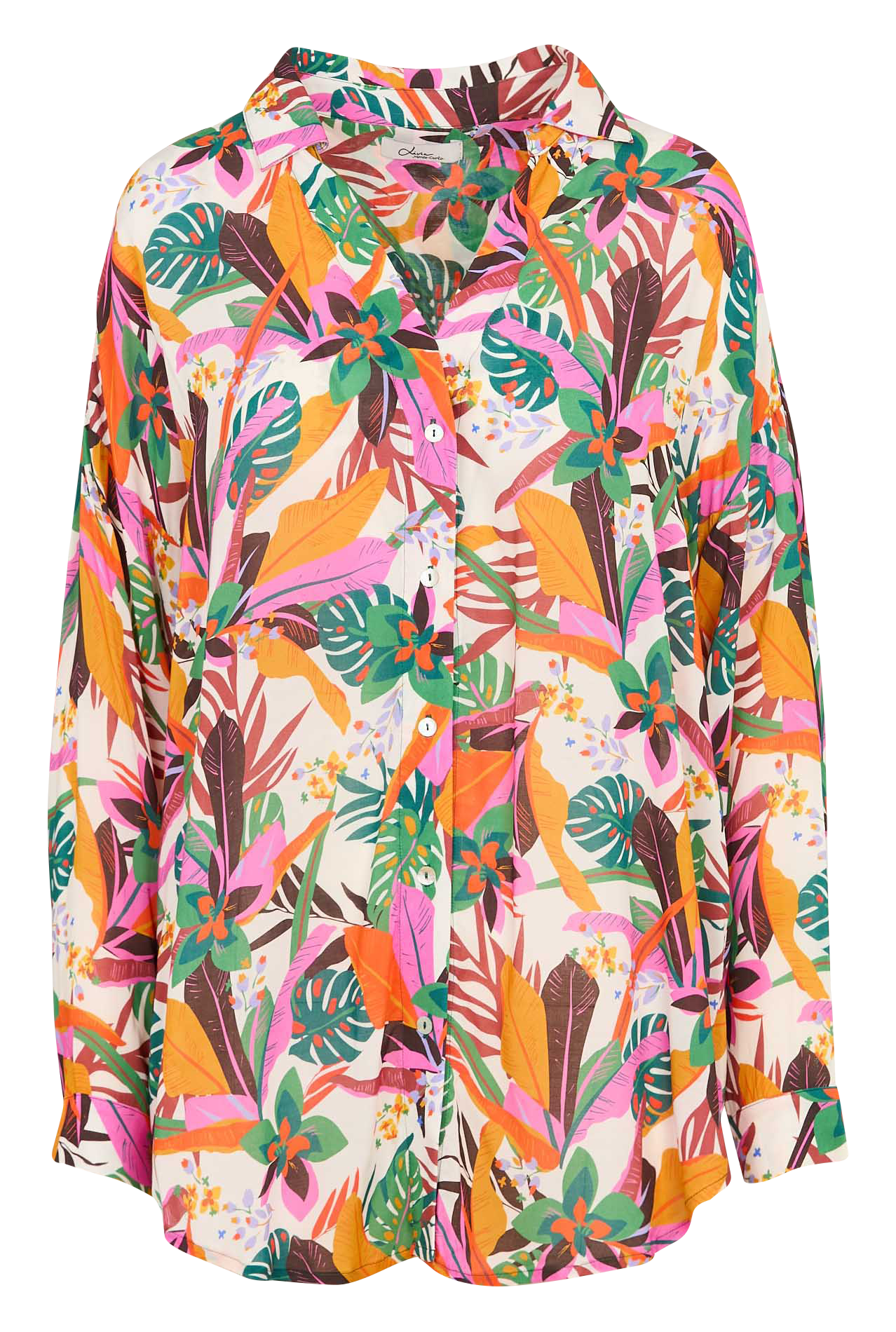 Chemise fluide longue imprimée  LIVIA Beige