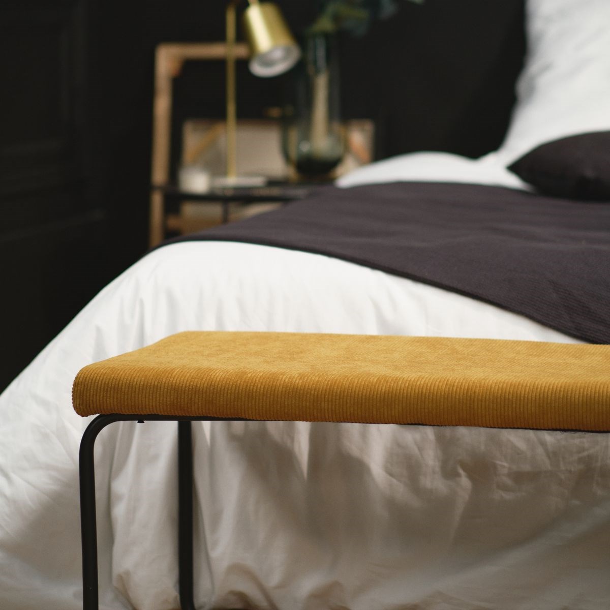 Banc en tissu cotelé en métal FACTORY Marron