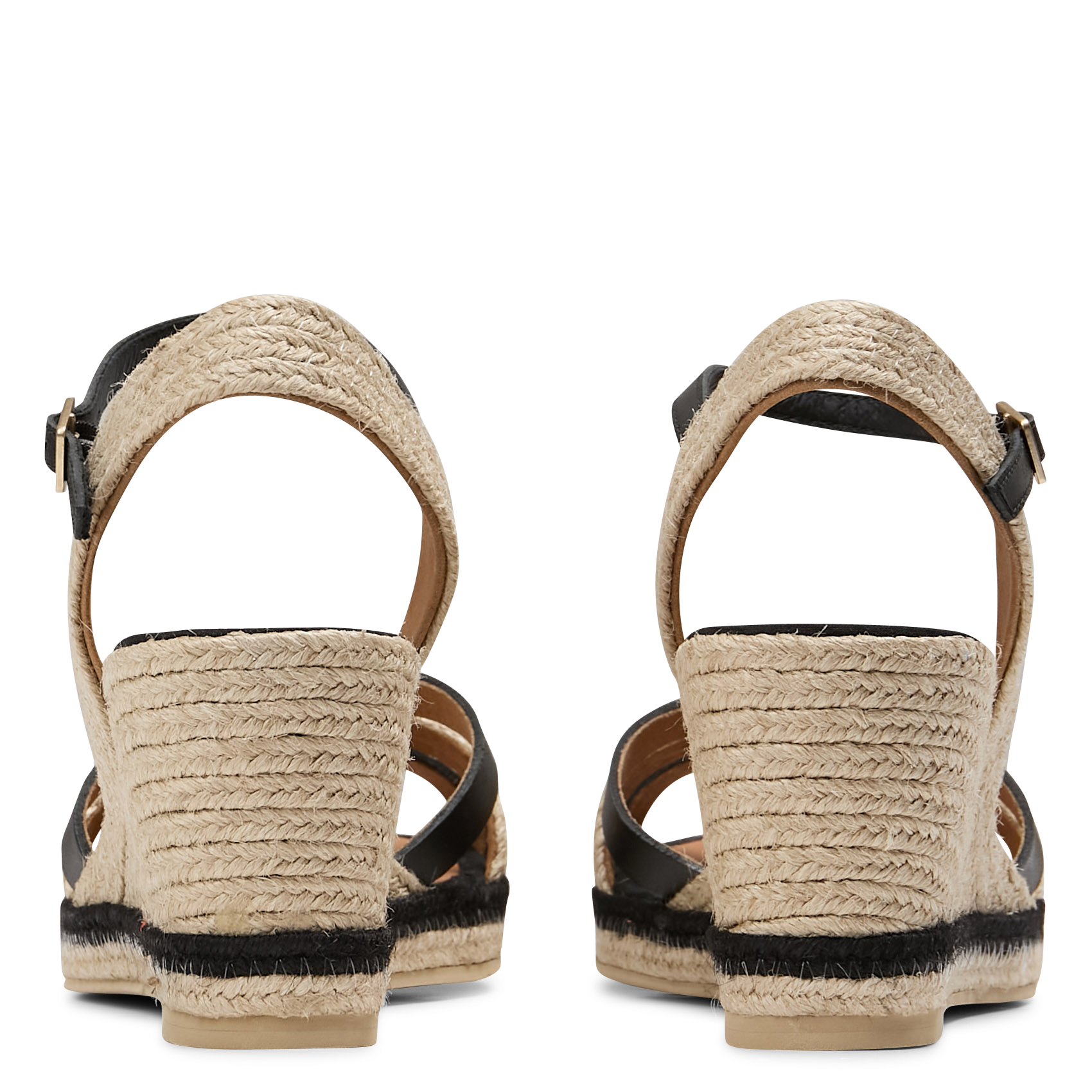 Heeled leather sandals Black