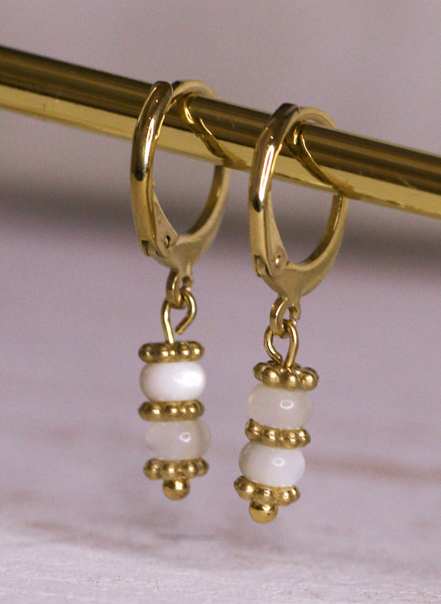 KOJO - Stainless steel earrings for pierced ears AEC Paris White