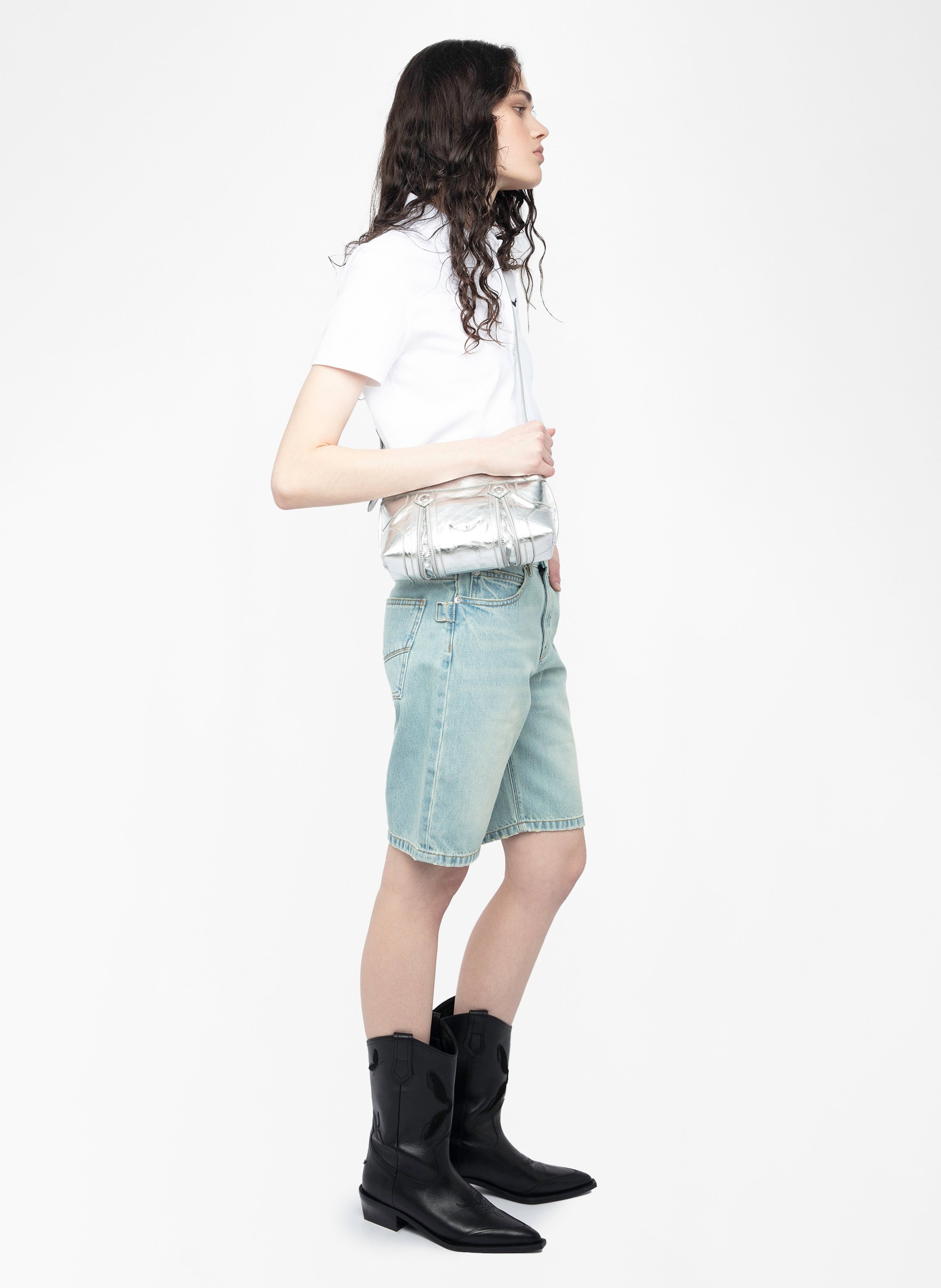 Glanzende, leren crossbodytas ZADIG&VOLTAIRE Grijs