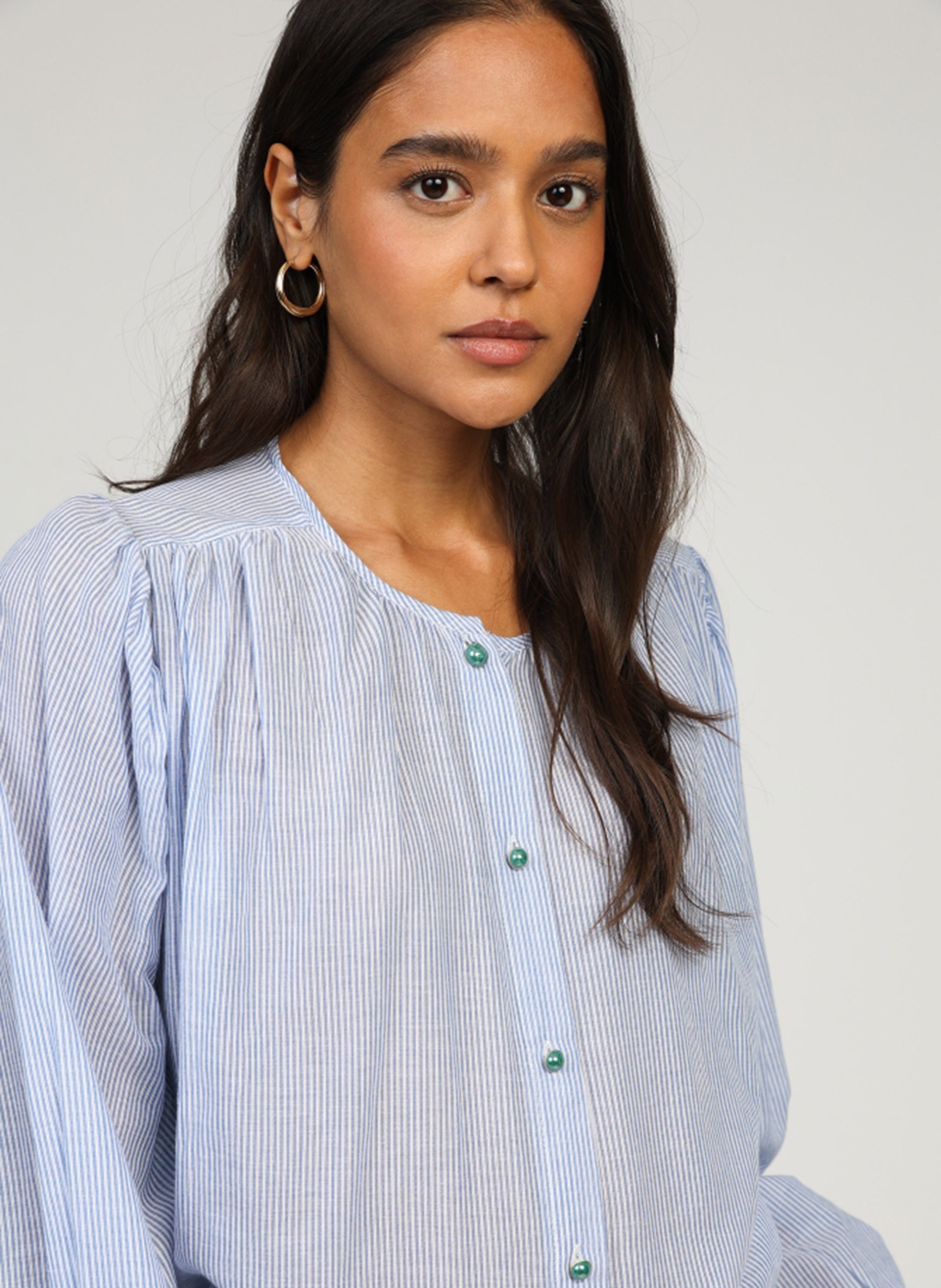 Celena striped cotton oversized shirt AN'GE Blue