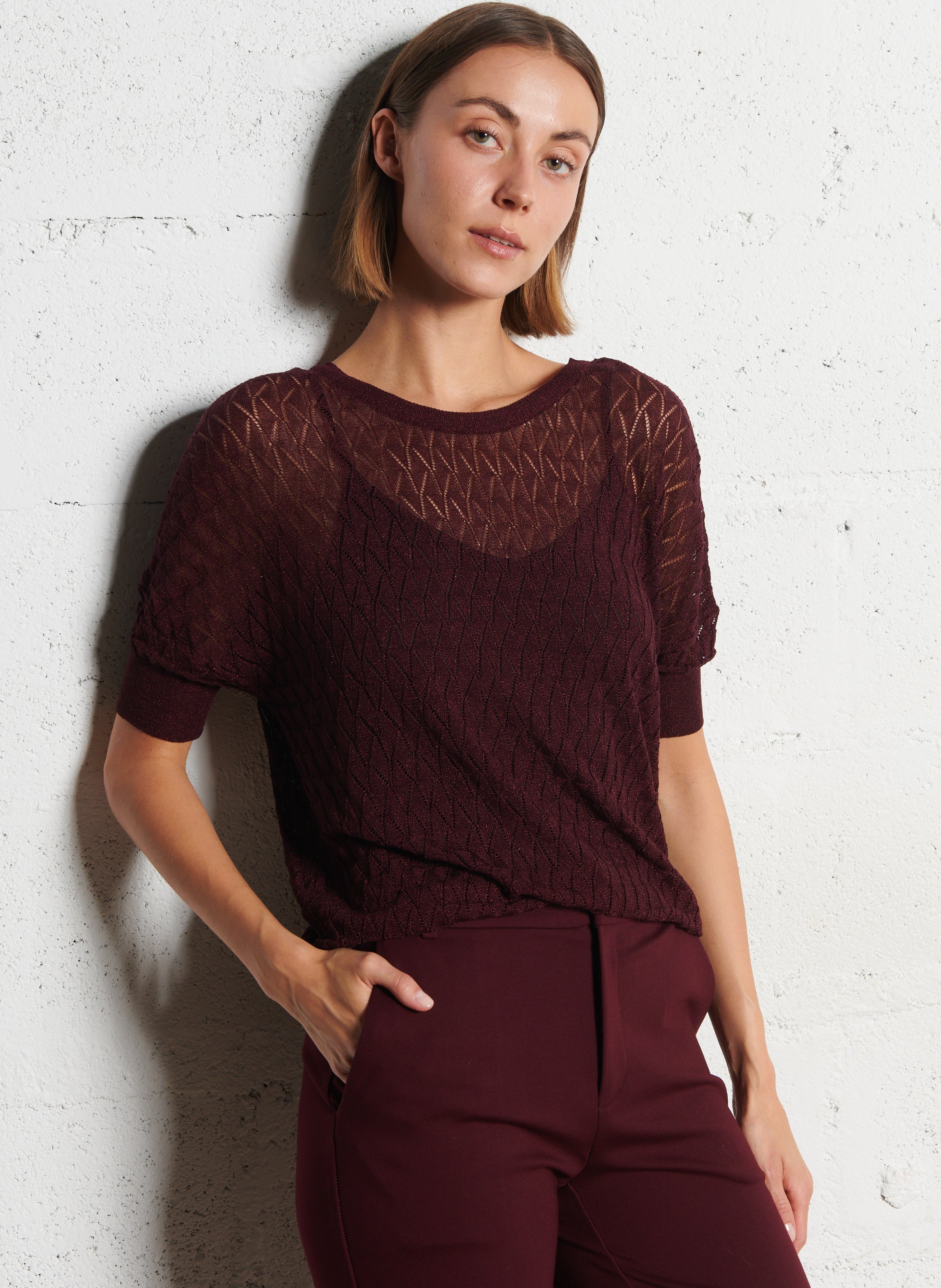 Straight knit sweater with sequins IKKS Purple