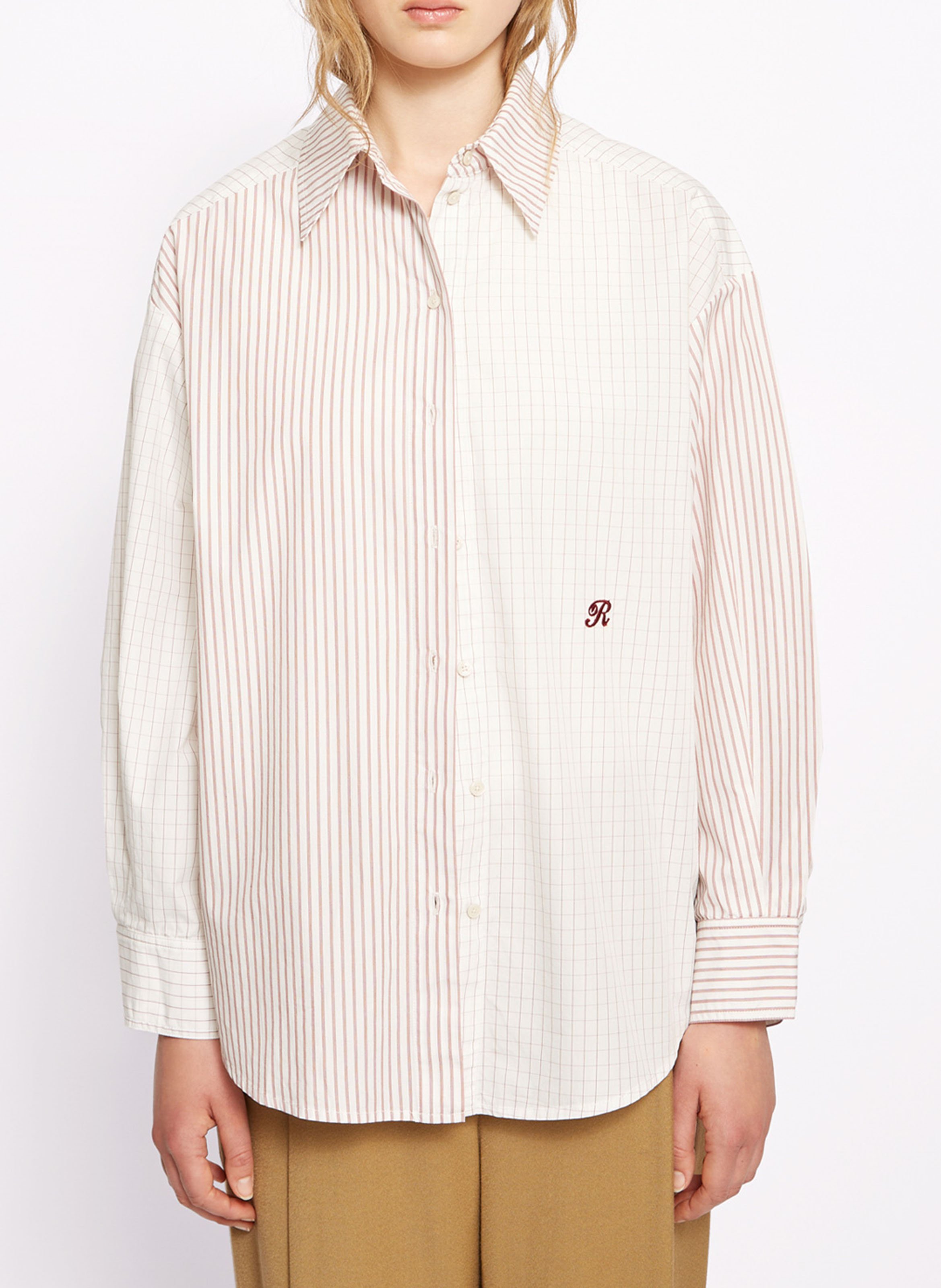 Chemise col classique rayée en coton ROSEANNA Rouge