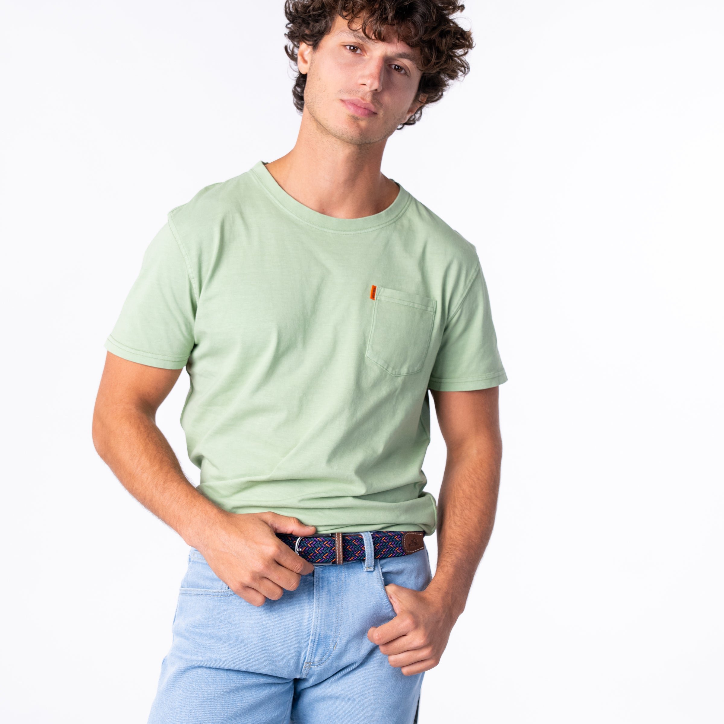 Multicolored braided elastic belt BILLYBELT Green