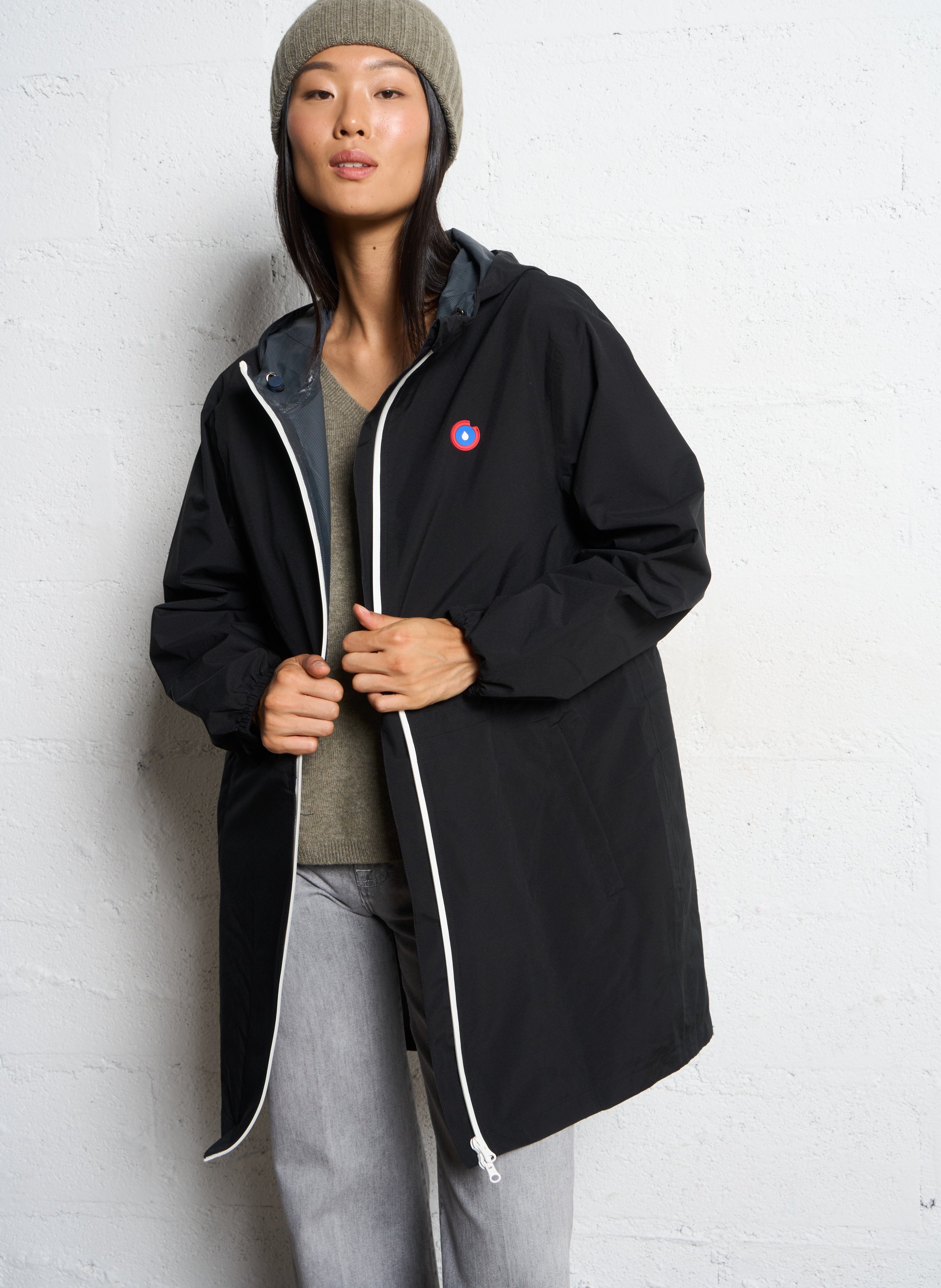 Long convertible hooded raincoat FLOTTE Black