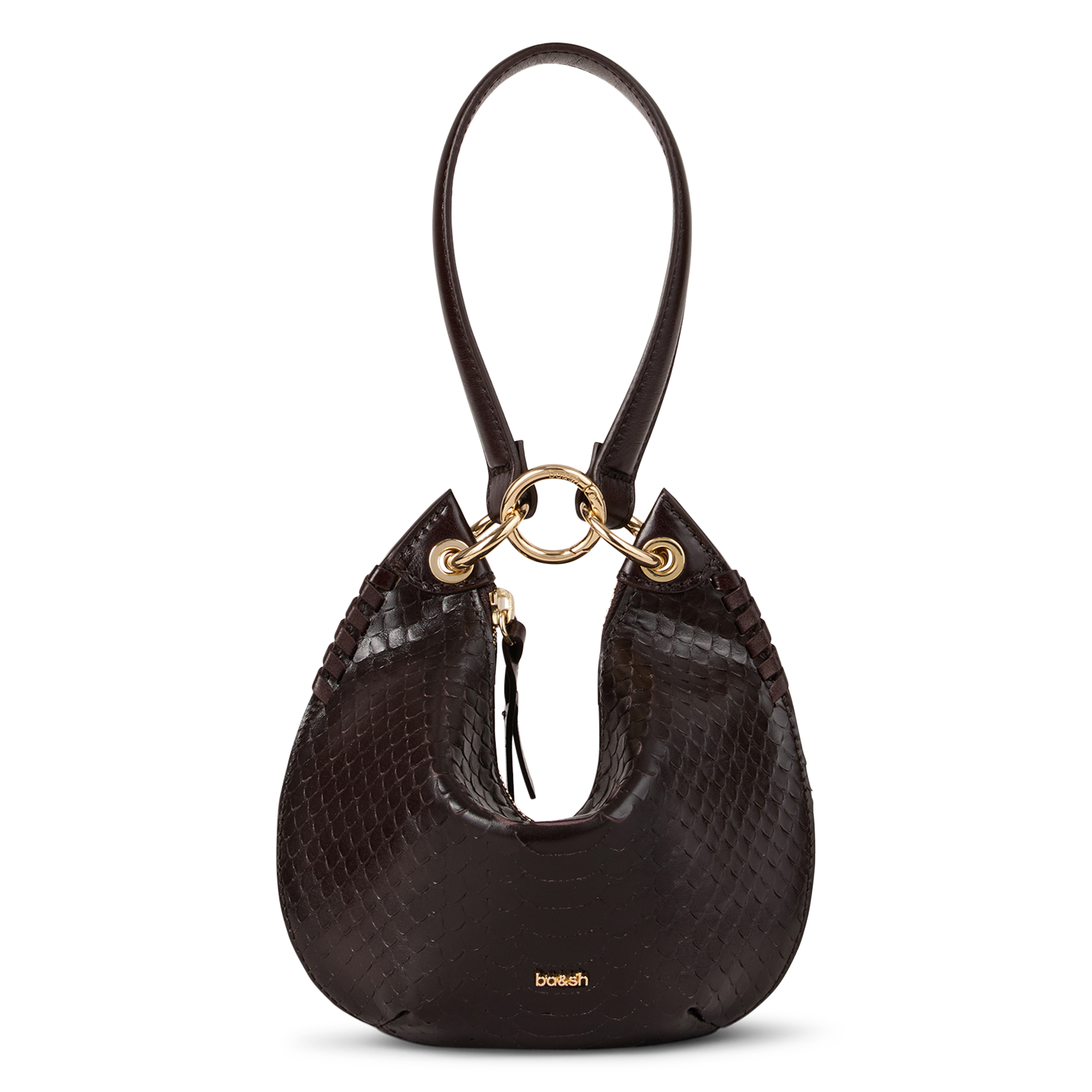 Sac à main embossé python en cuir BA&SH Marron