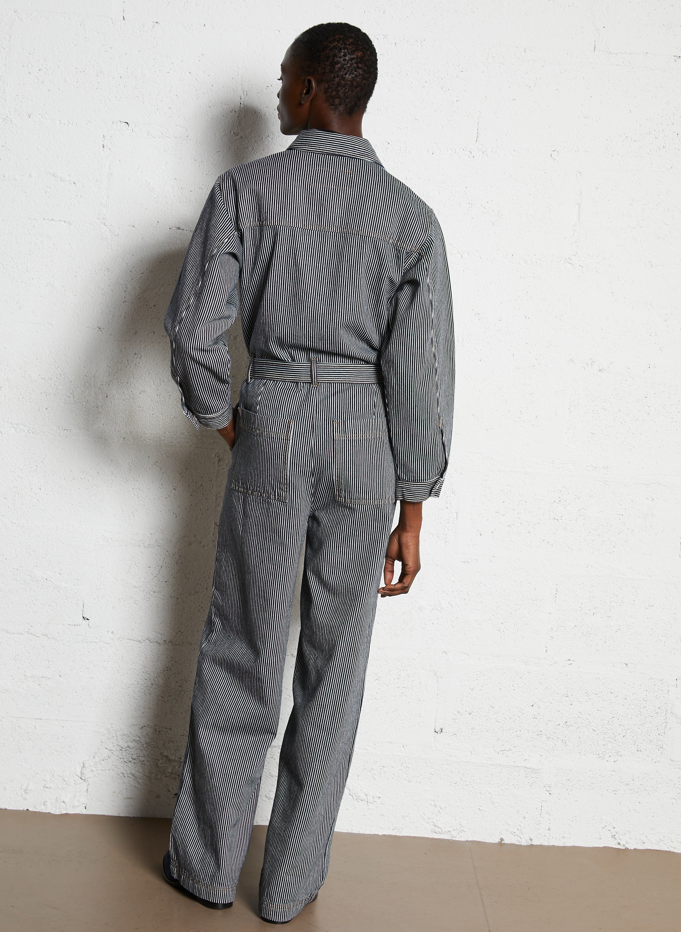 Combinaion rayée en coton THE TINY BIG SISTER Bleu