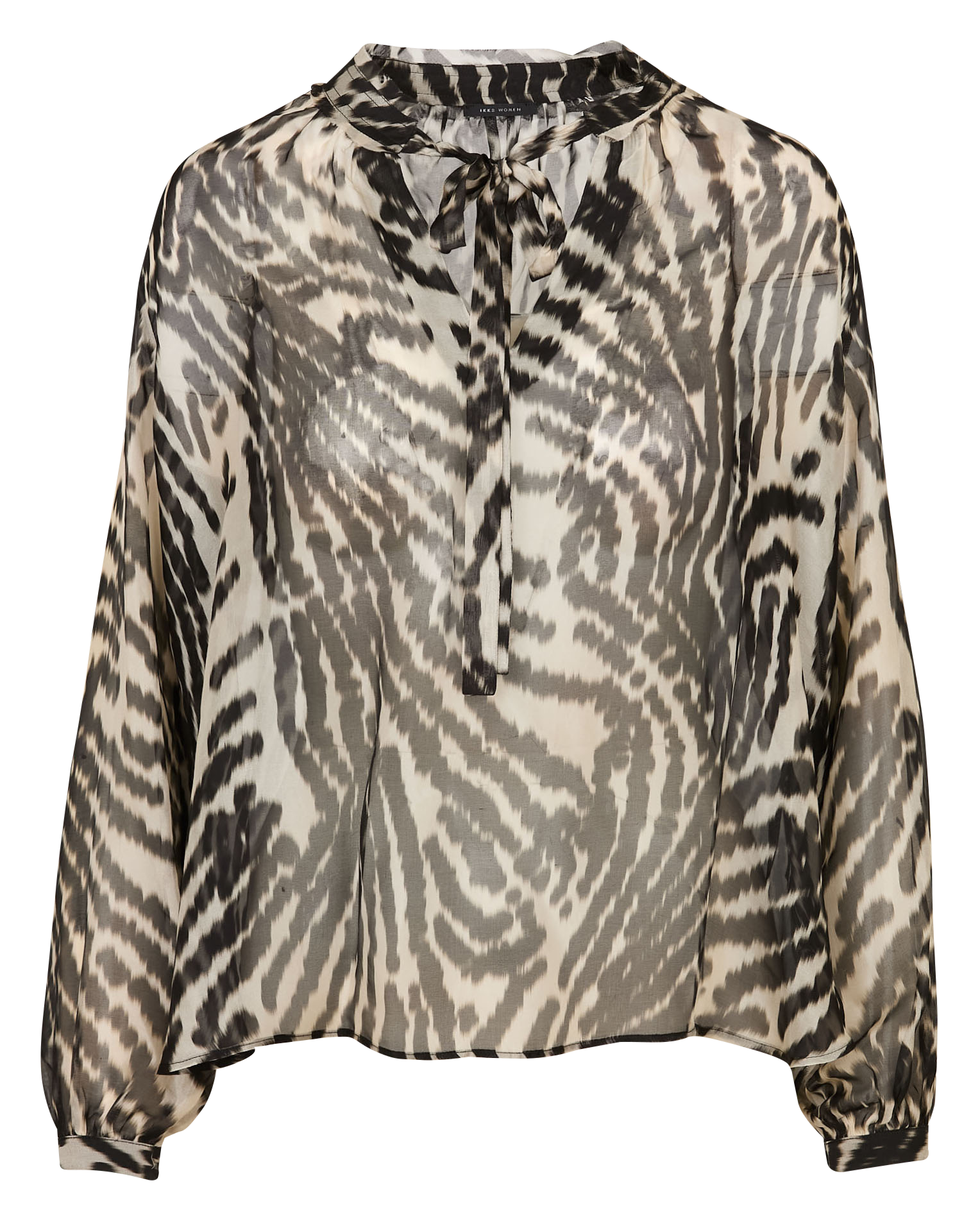 Printed blouse with pussy-bow collar IKKS Black