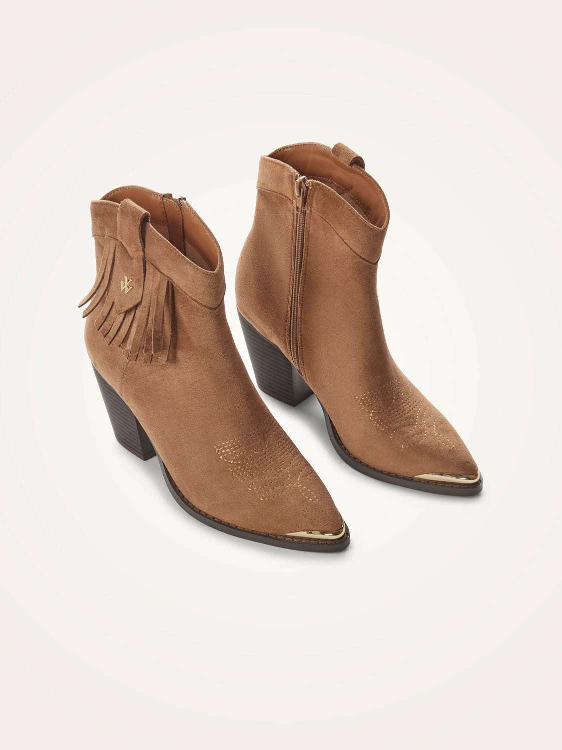 Fringed cowboy ankle boots VANESSA WU Beige