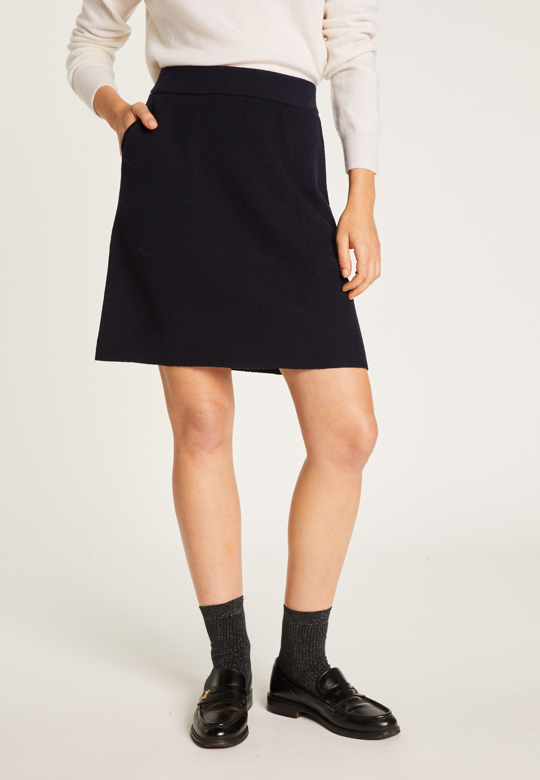 Short merino wool skirt MAISON MONTAGUT Blue
