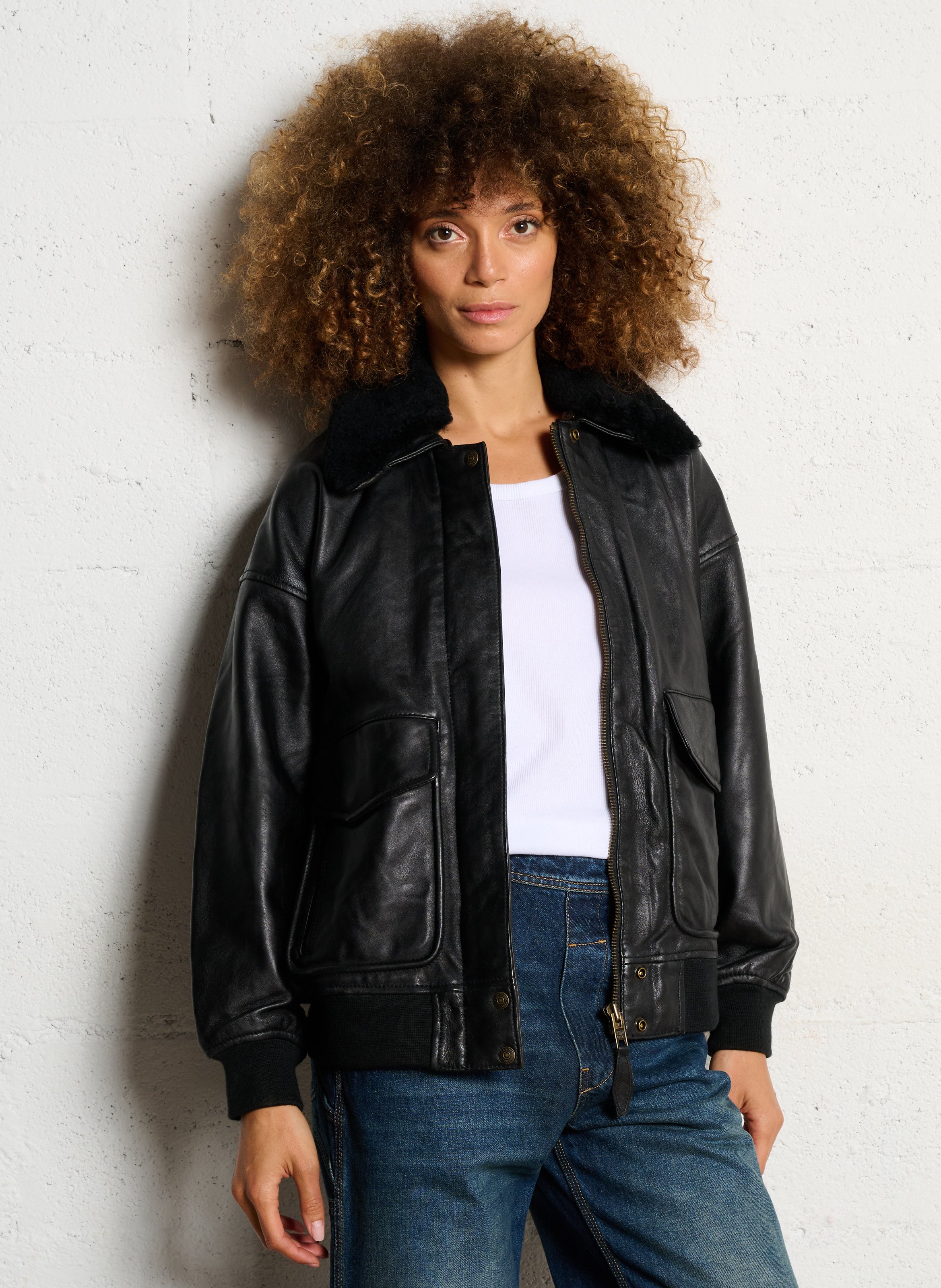 Blouson en cuir  SCHOTT Noir