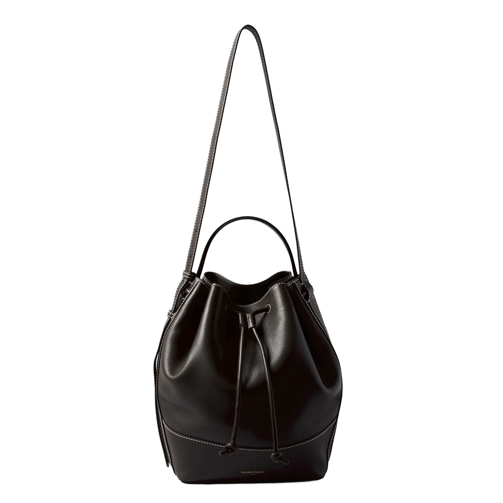 Sac sceau bandoulière en cuir CLAUDIE PIERLOT Noir