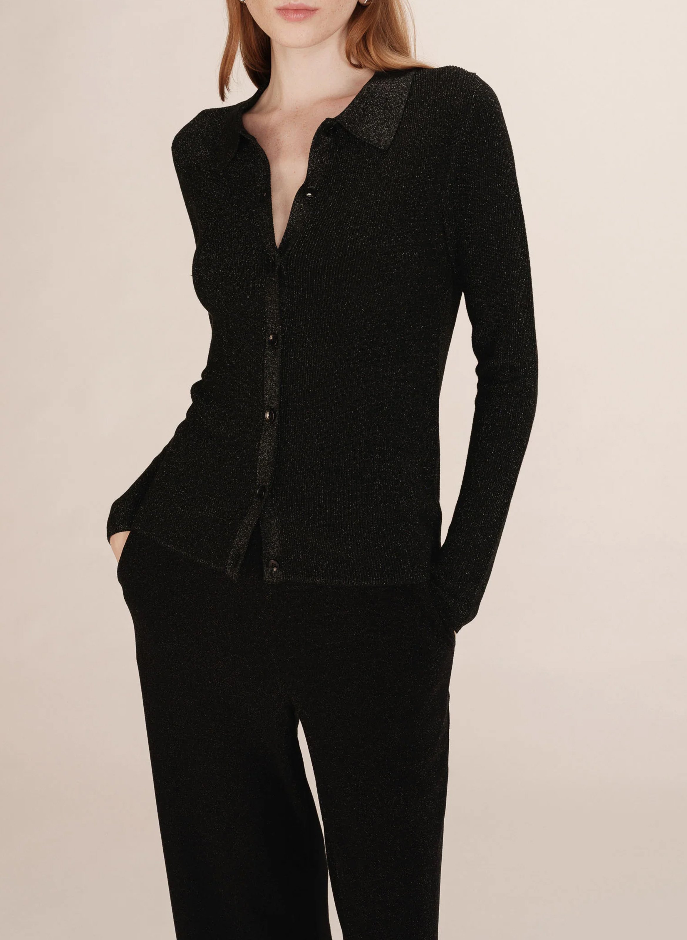 Cardigan with classic collar GRACE ET MILA Black