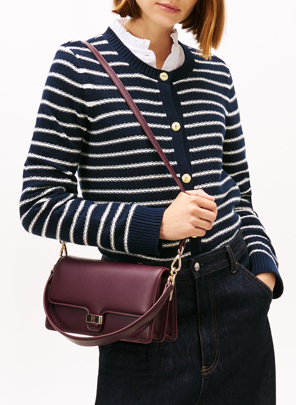 Sac porté épaule à rabat uni TOMMY HILFIGER Rouge