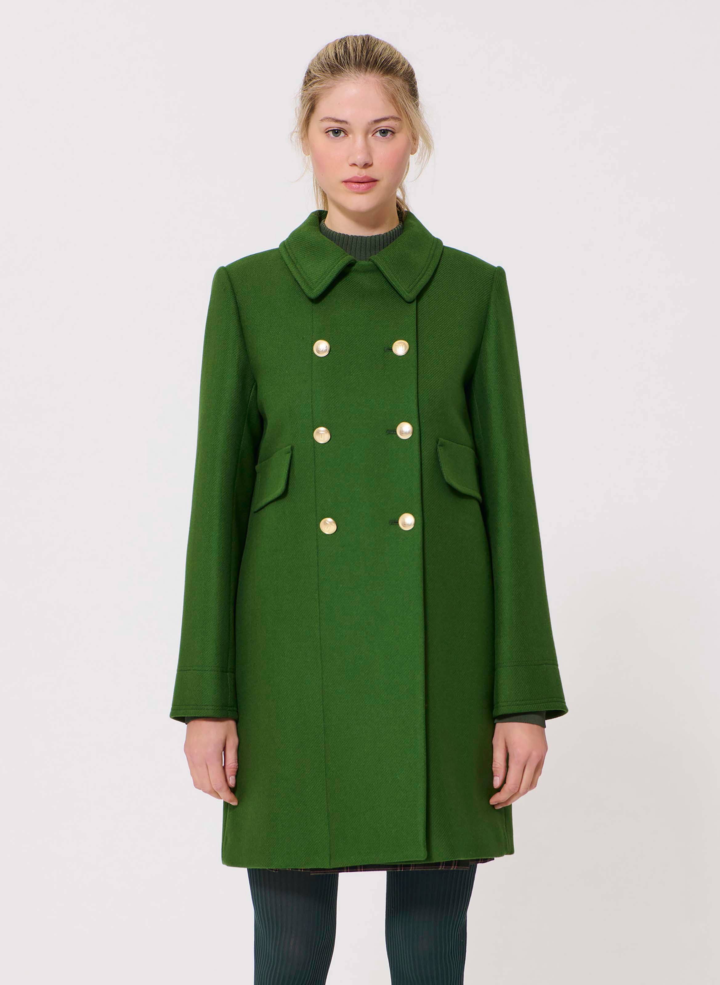 Cappotto dritto collo classico in misto lana TARA JARMON Verde