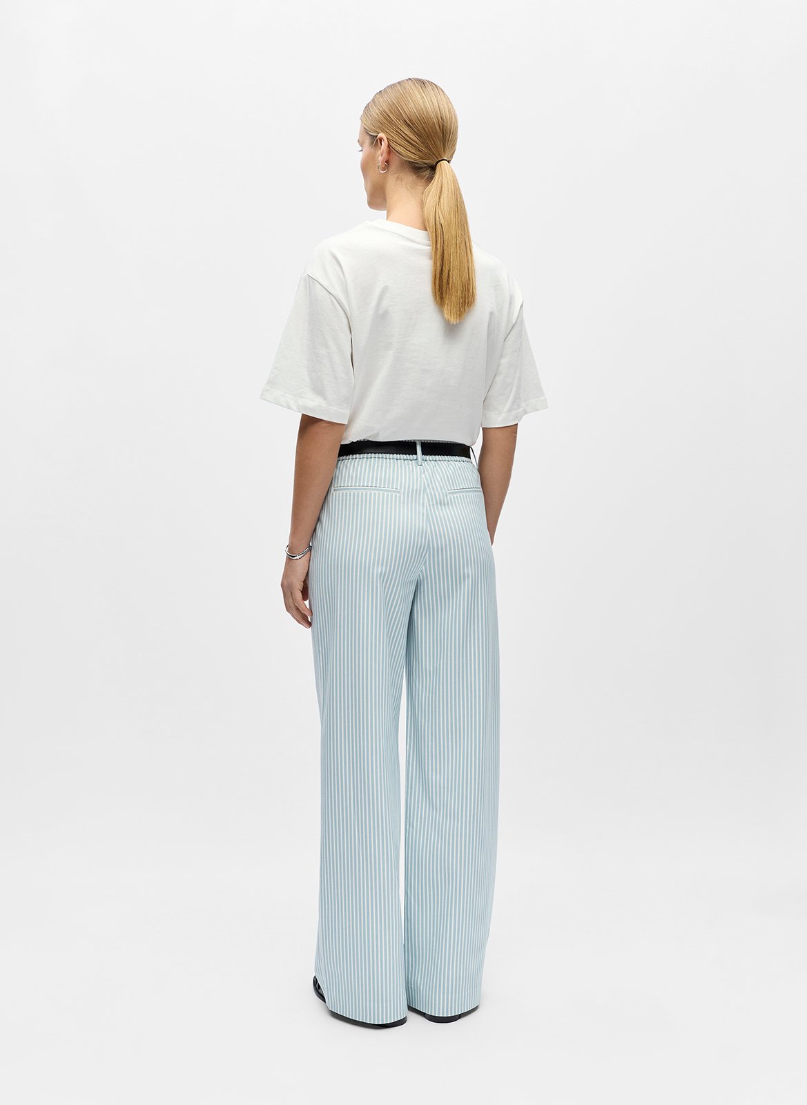 Pantalon large rayé OBJECT Beige