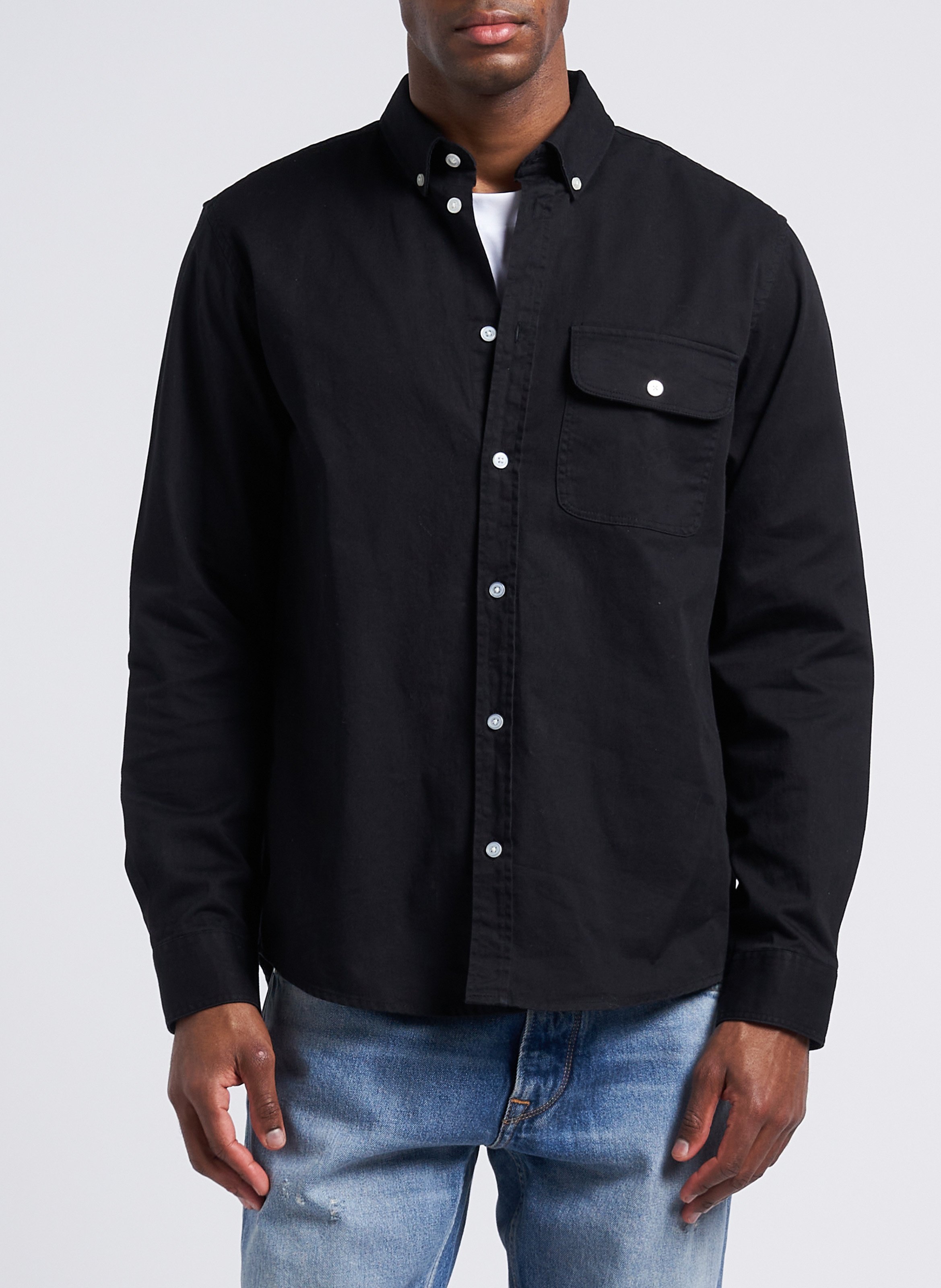 Chemise droite col classique en coton MINIMUM Noir