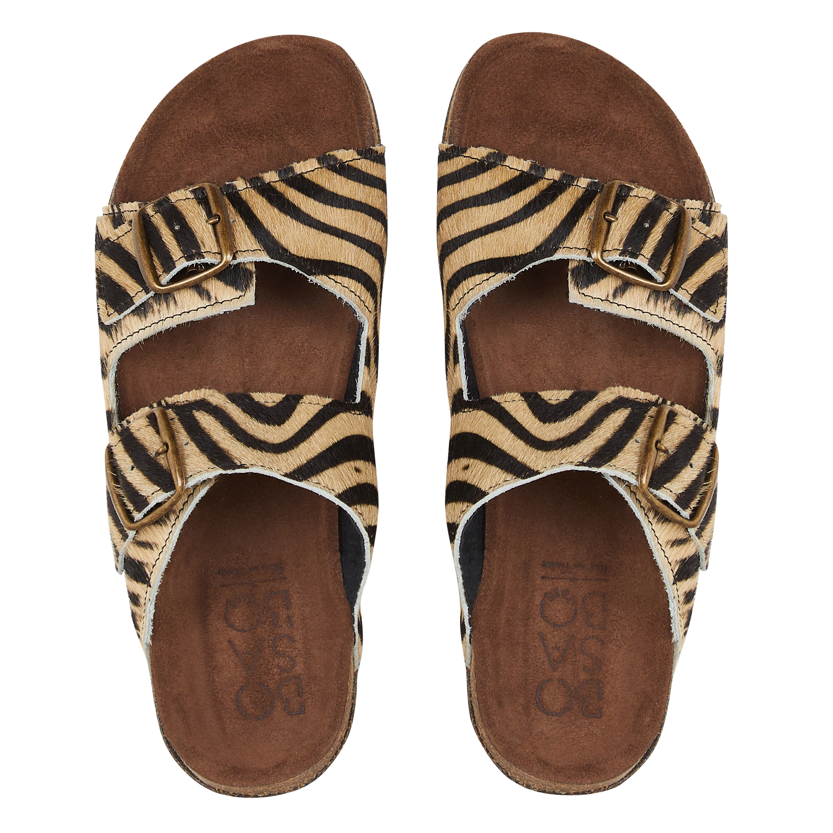 Avarca Berlin - Flache Ledersandalen mit Samt BOSABO Beige