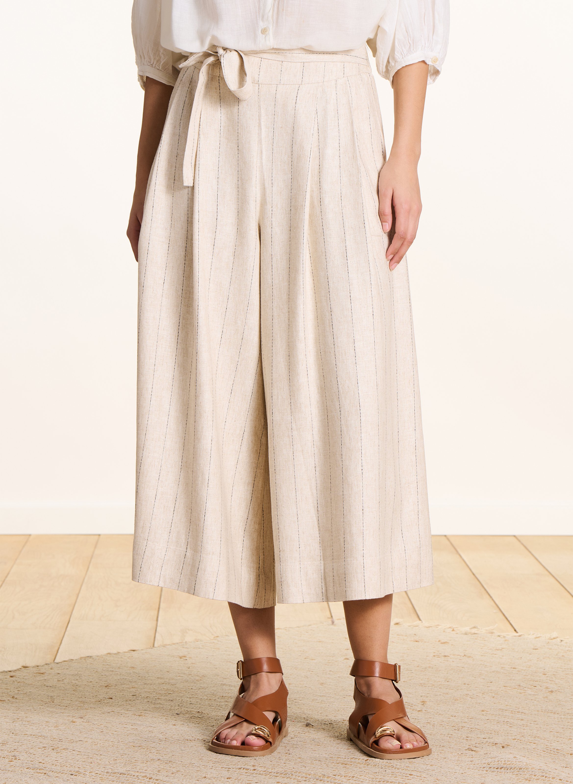 Striped wide-leg pants LA FEE MARABOUTEE Beige