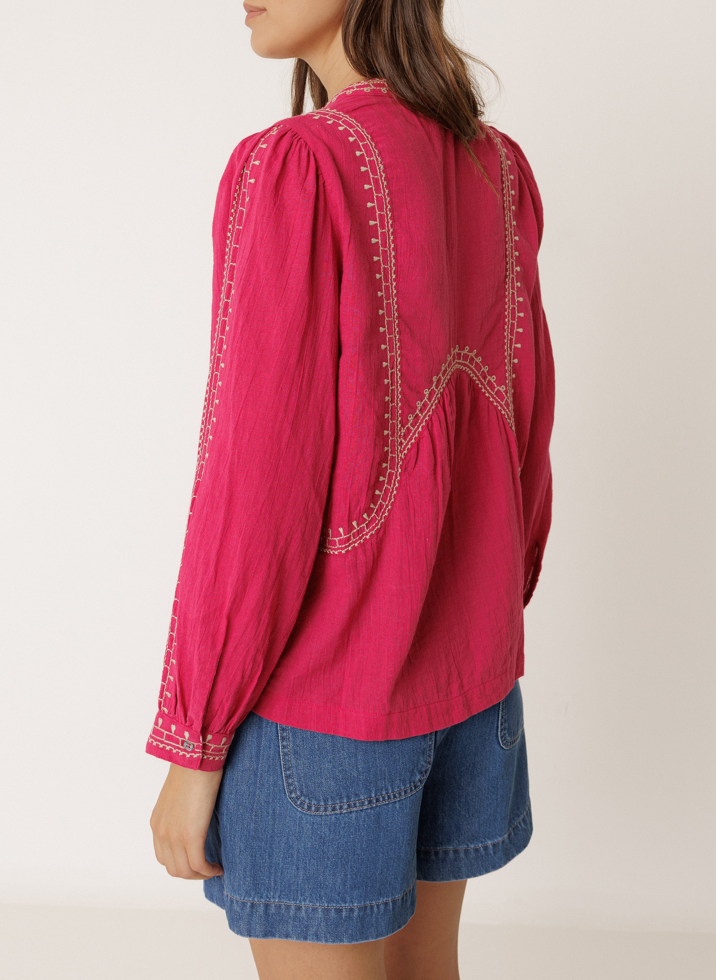 Blouse col rond en coton bio INDI & COLD Rose