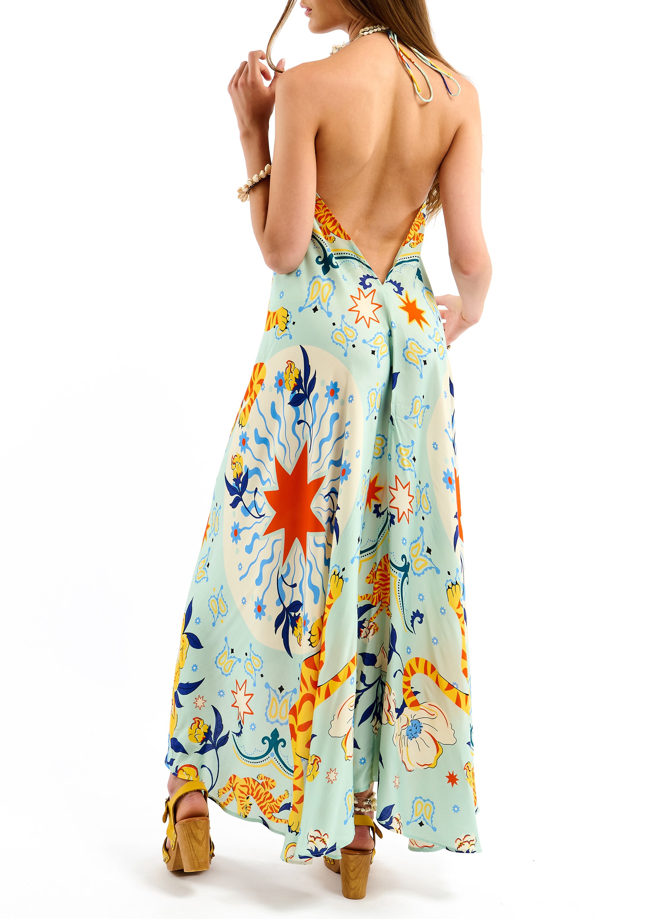 Long loose-fit asymmetrical dress WILD Blue