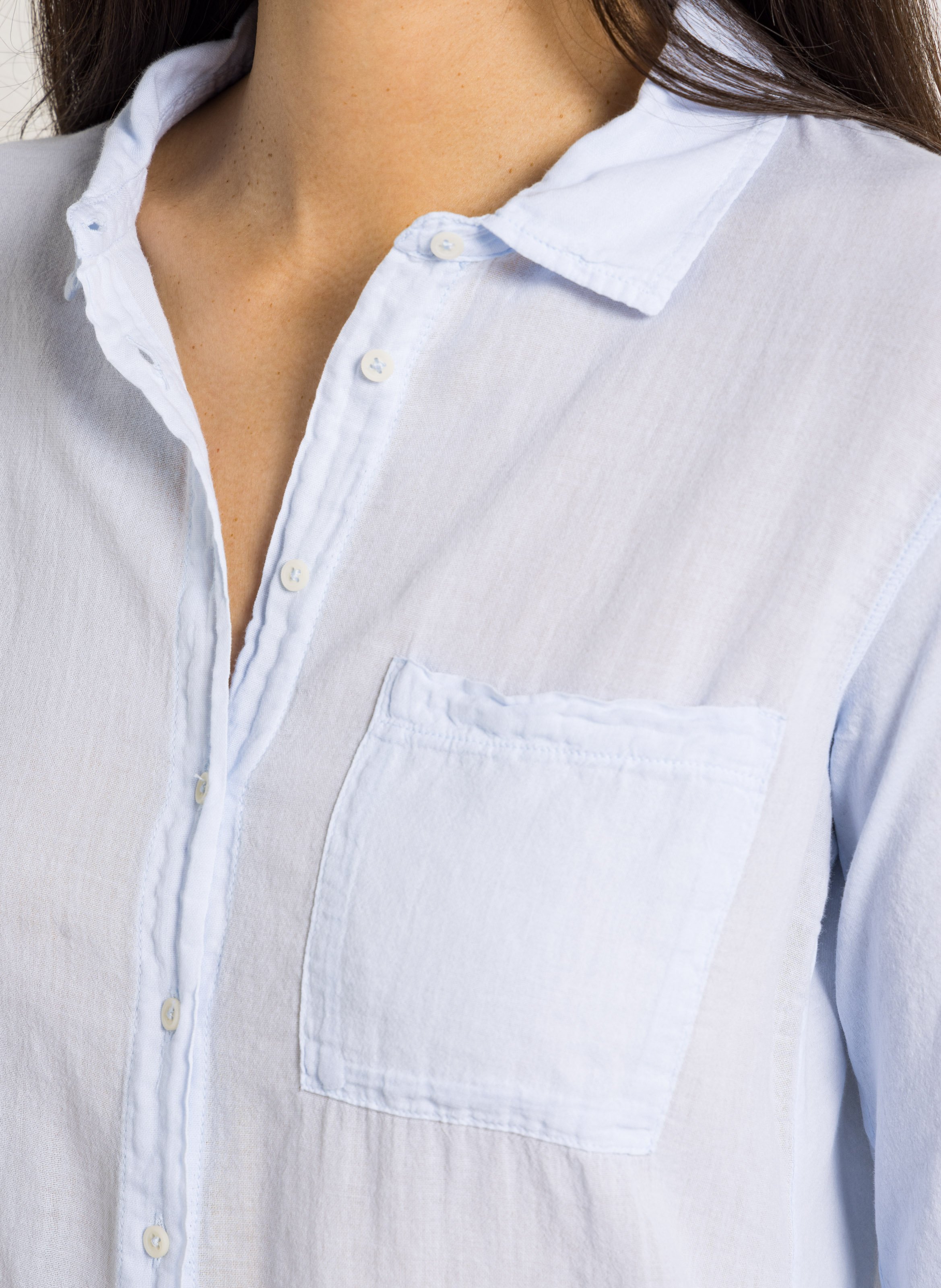 Chemise droite col classique en coton Bleu