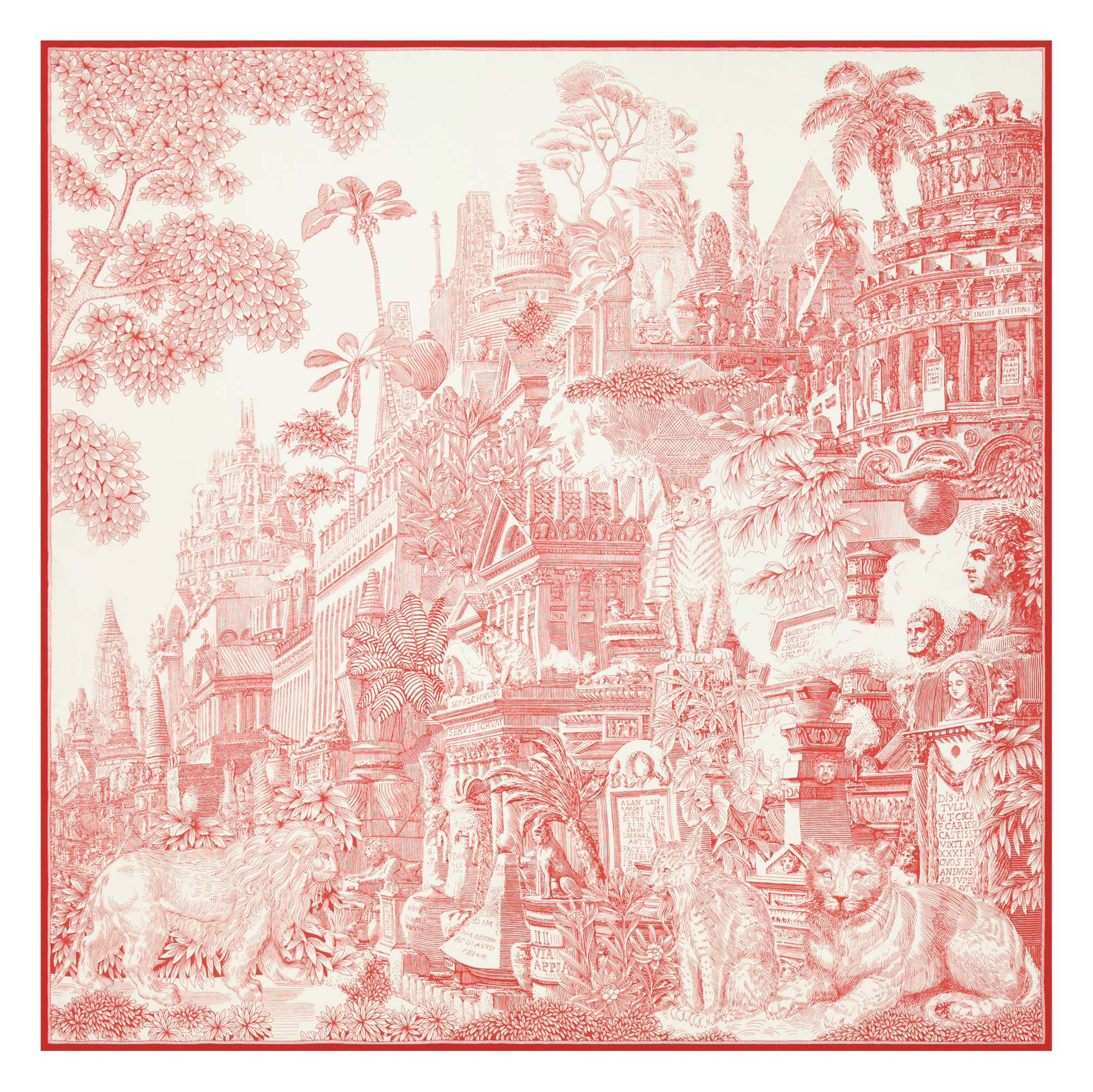 Carré imprimé en soie mélangée x BNF INOUI EDITIONS Orange